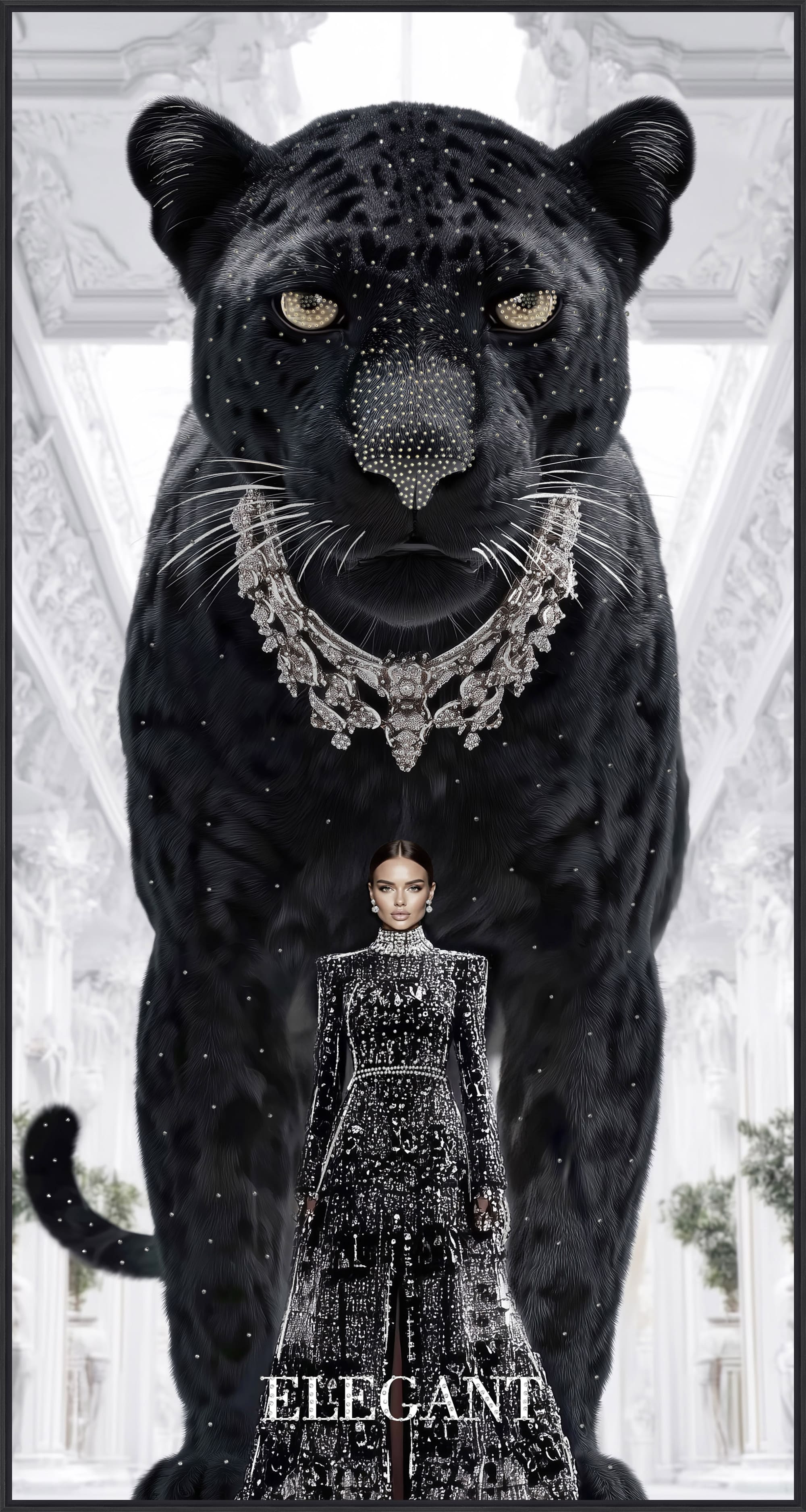 Bild Frame Lady with Panther 80x150cm