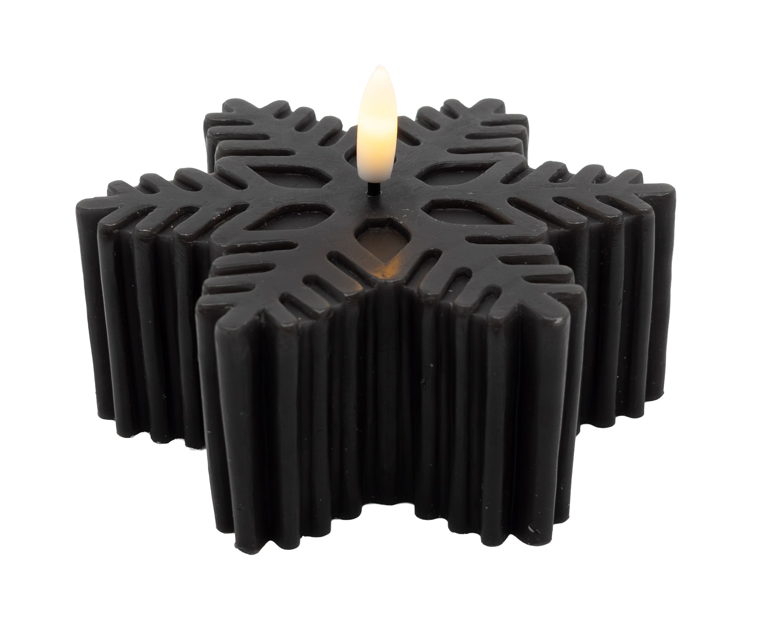 LED Schneeflockenkerze black 12,5x5