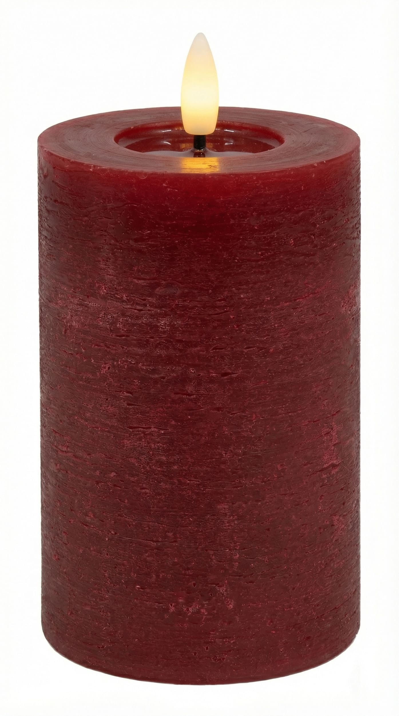 LED Stumpenkerze red rustic 7,5x10