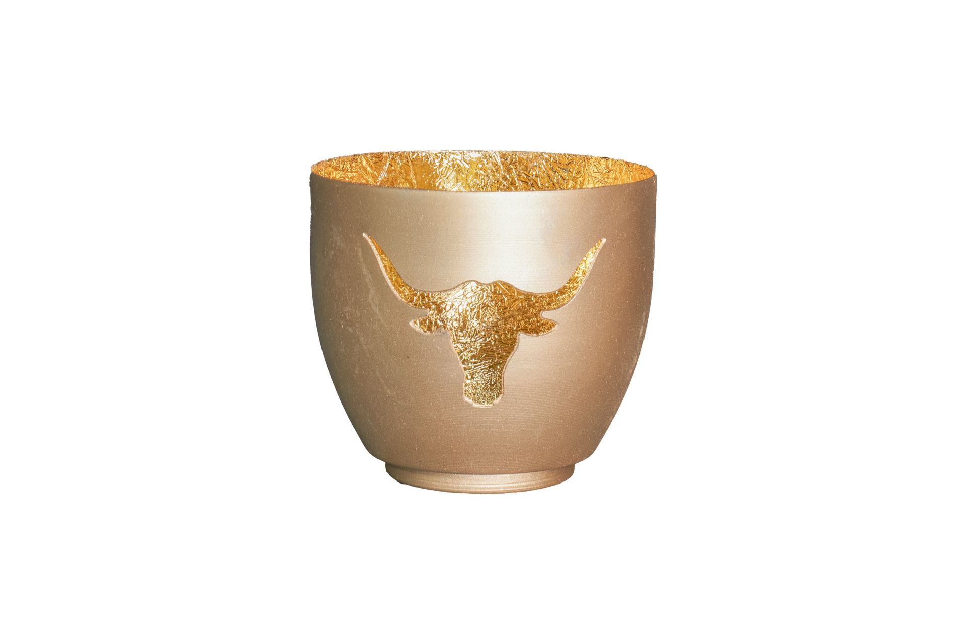 Votiv Bali Büffelschädel painted rose gold metallic D=10cm H=9cm