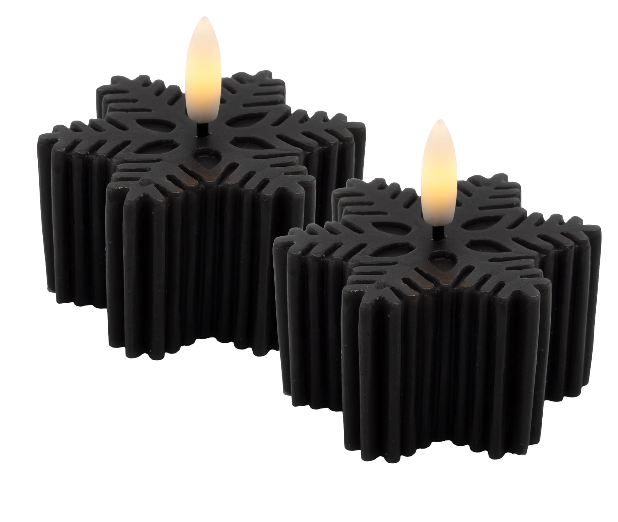 LED Schneeflockenkerze Set black 7,5x4