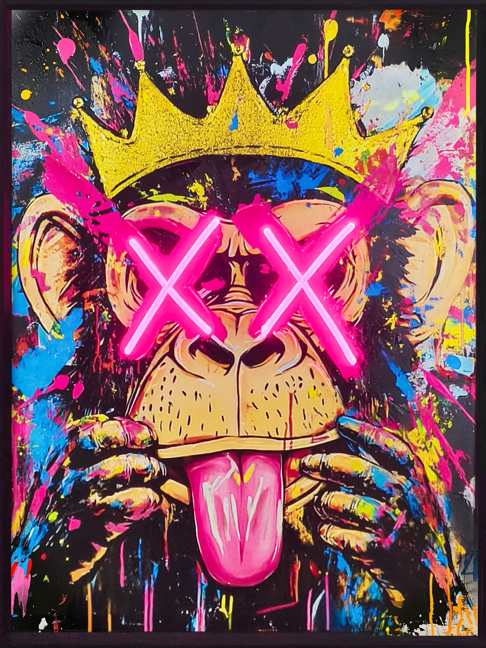 Wandbild LED Frame Crazy Monkey 60x80cm