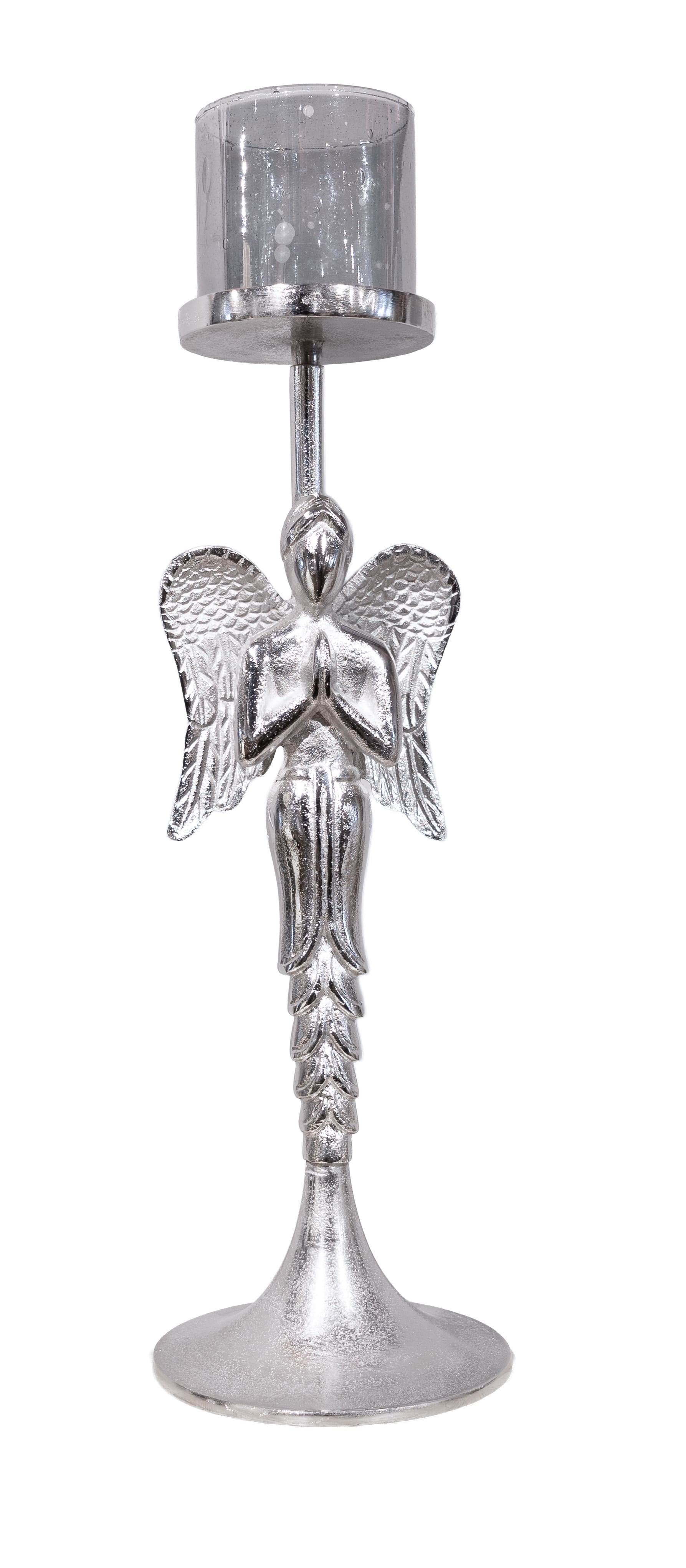 Kerzenhalter Engel Alu Nickel 68cm