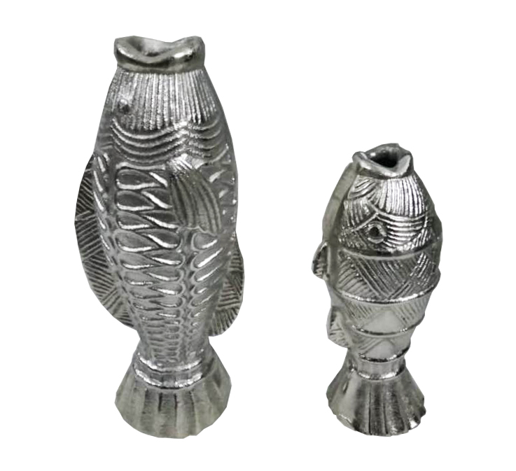 Vase Fisch Alu Raw Nickel 10x9x23cm