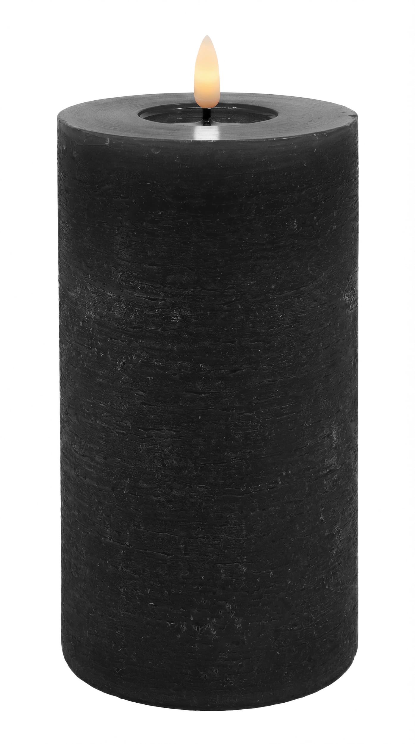 LED Stumpenkerze black rustic 10x20