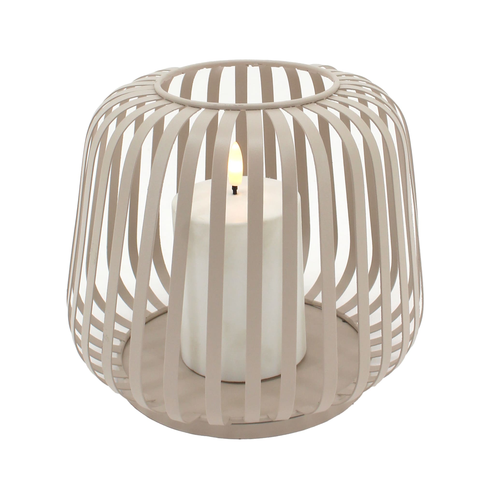 Solar Laterne Cottage Metal sand mit Stumpenkerze white 40x40x35cm