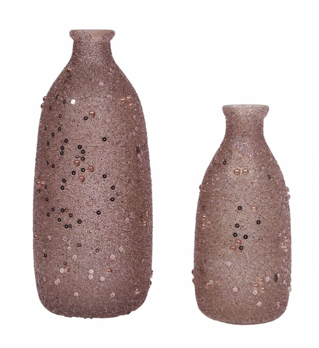 Vase mit Paillettendekor Glas bordo H=24