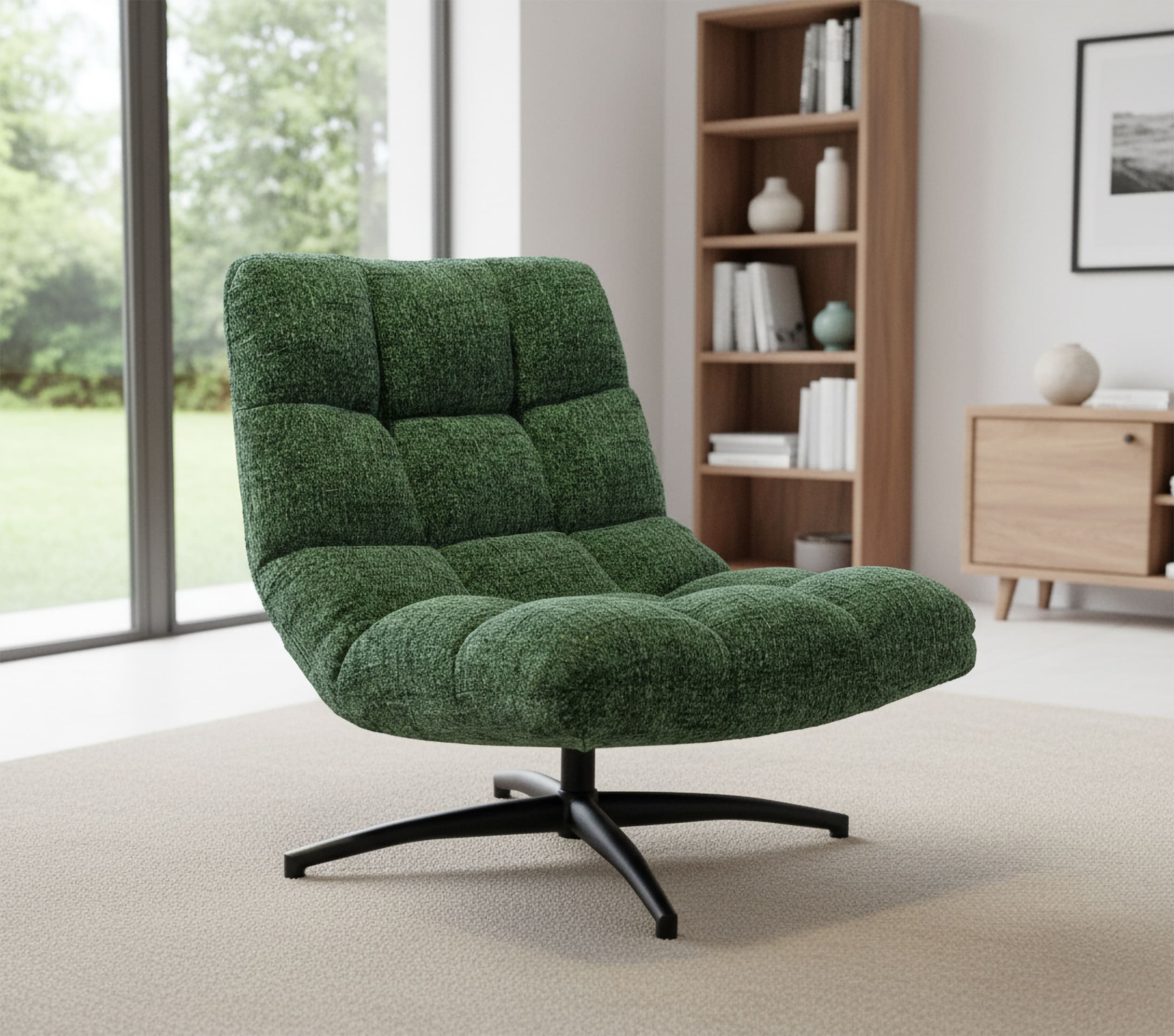 Drehsessel Memphis Karosteppung Bezug Webstoff grün mix