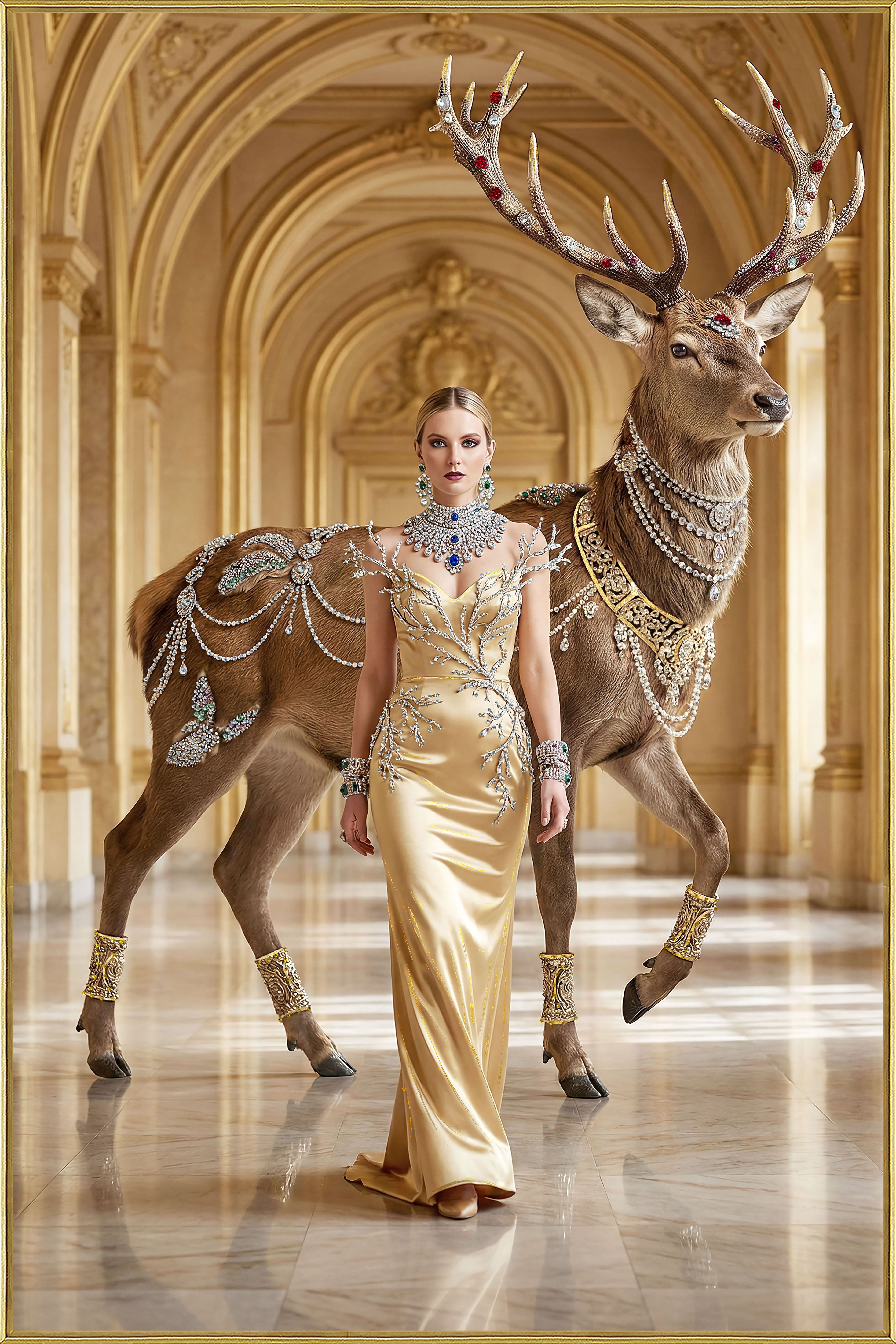 Wandbild Frame golden Deer 80x120cm