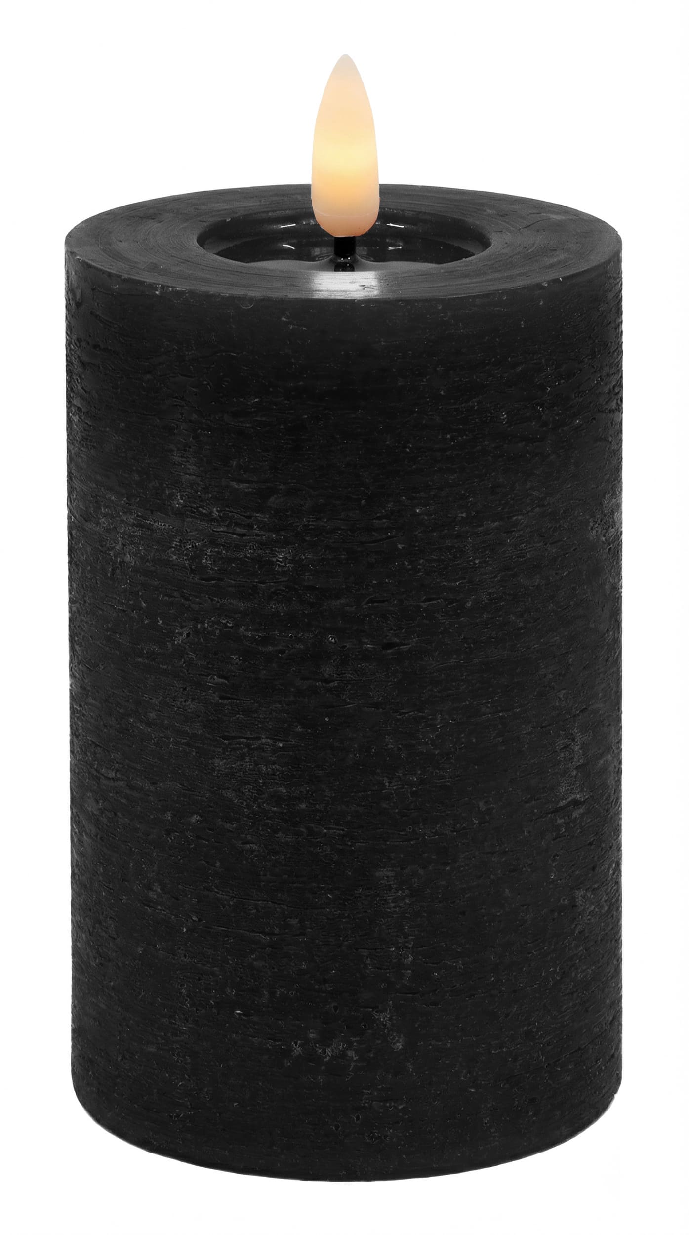 LED Stumpenkerze black rustic 7,5x10