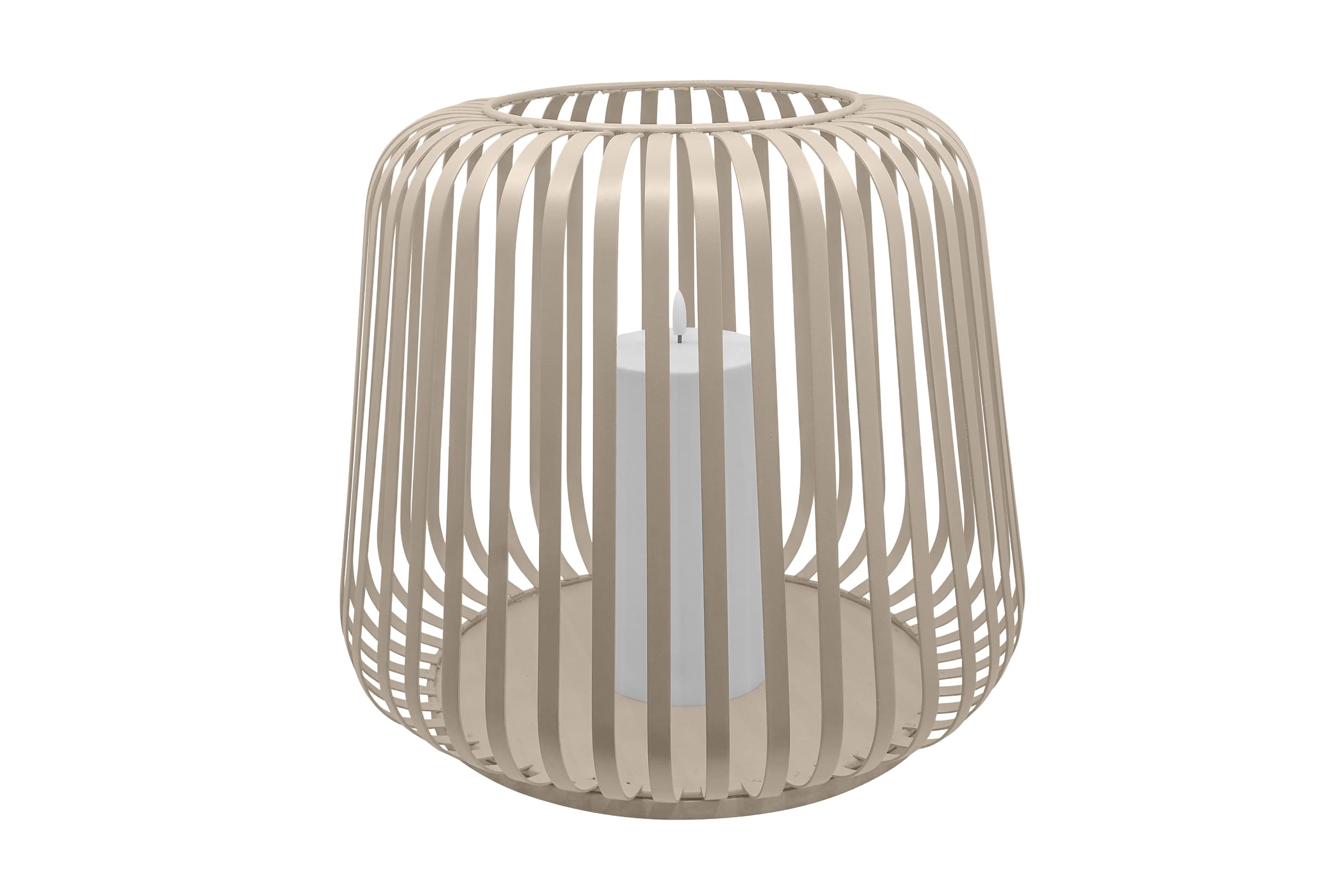 Solar Laterne Cottage Metal sand mit Stumpenkerze white 40x40x35cm