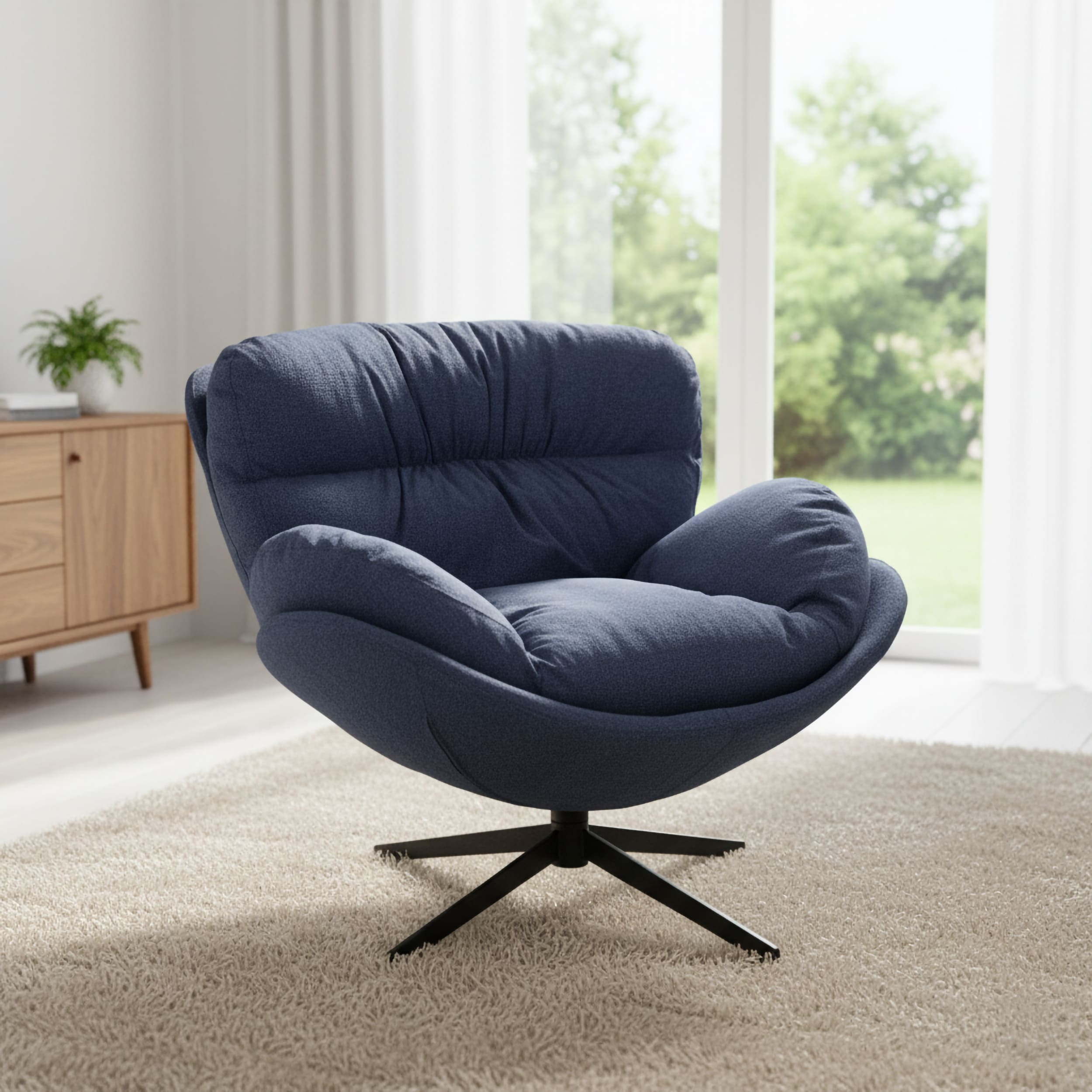 Drehsessel Pompei Stoffbezug blau 97x101x80cm