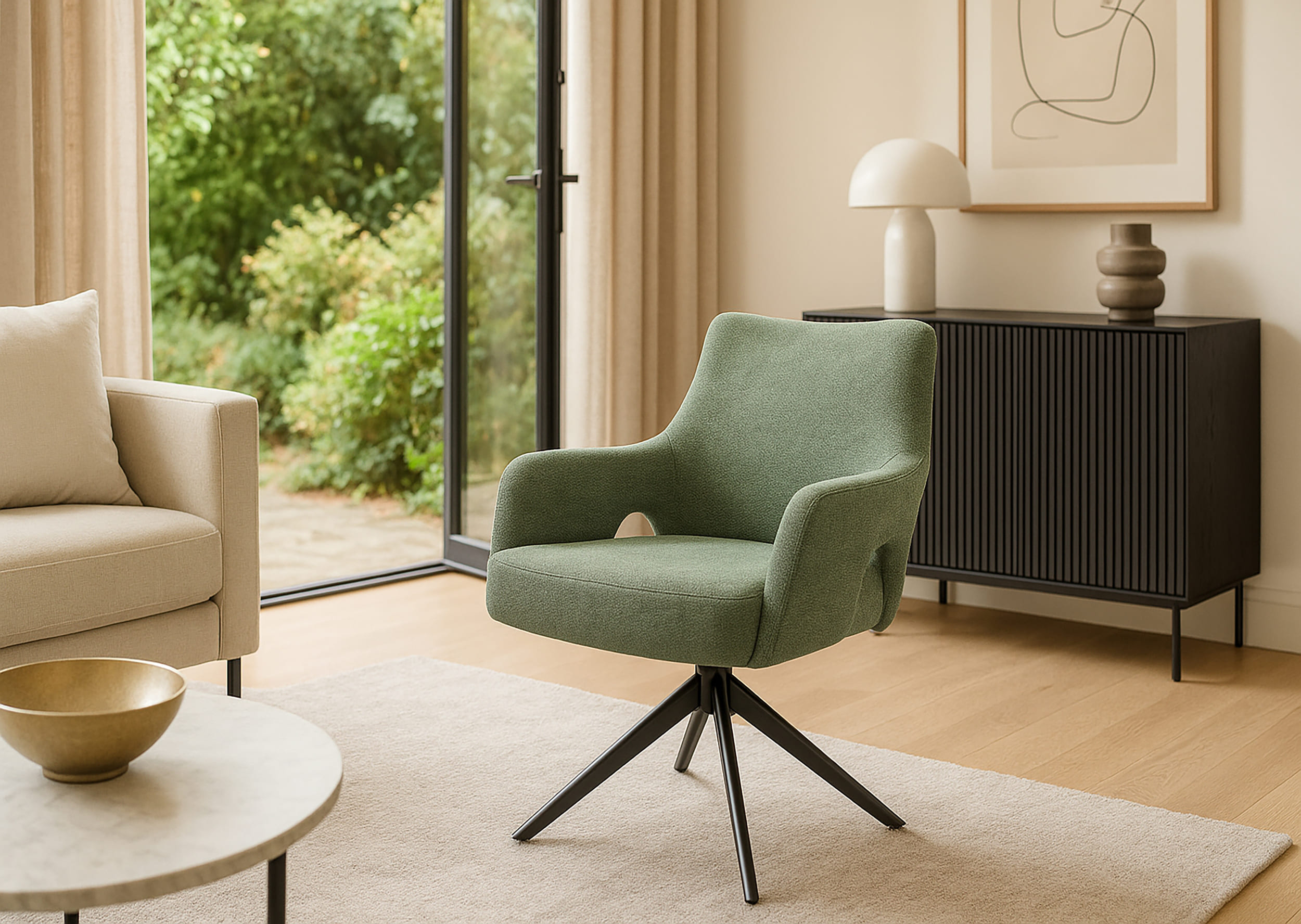 Drehstuhl Livrono Webstoff grün 62x60x85cm Drehstuhl Livrono Webstoff grün 62x60x85cm