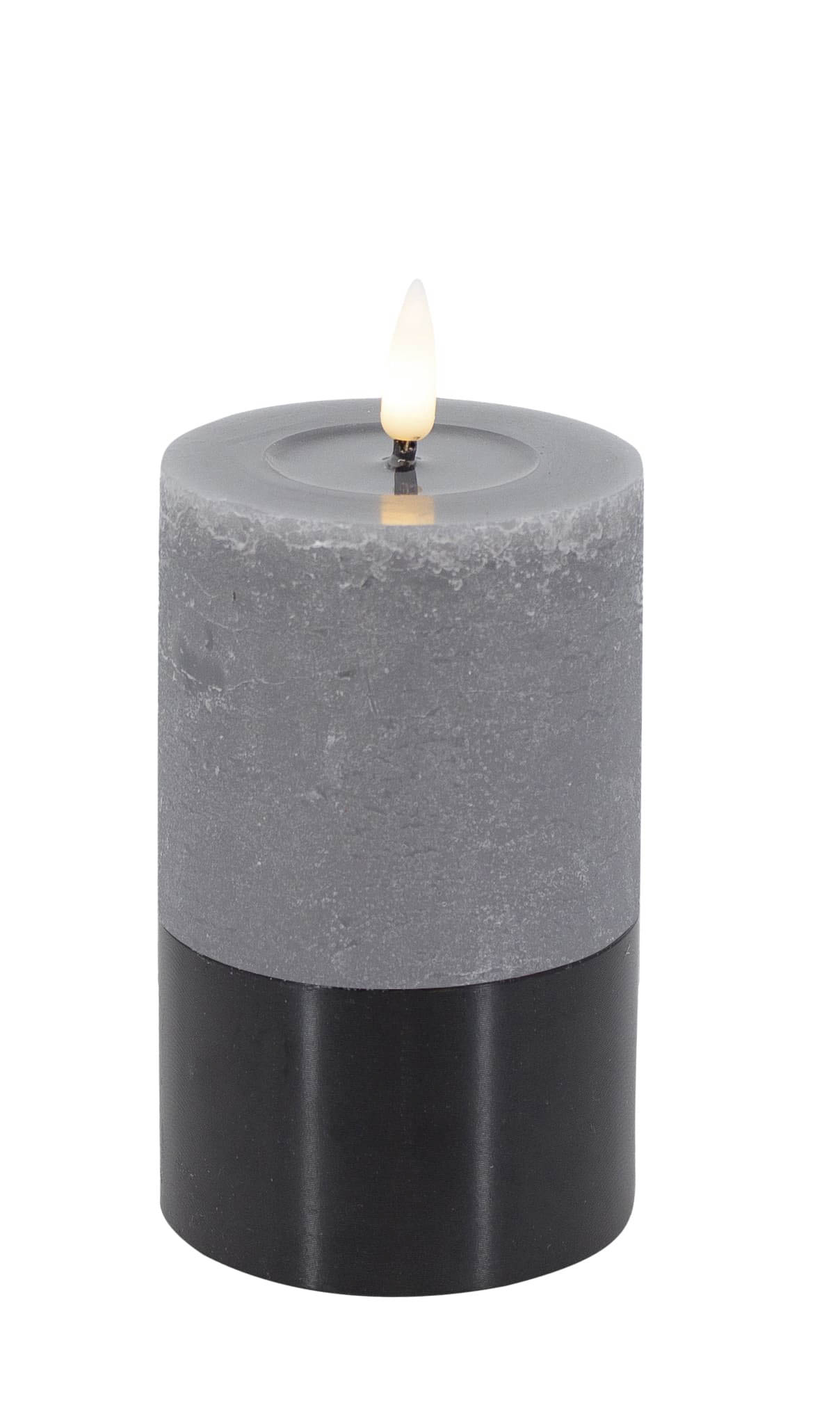 LED Kerze Alu-Schwarz grey 7,5x12