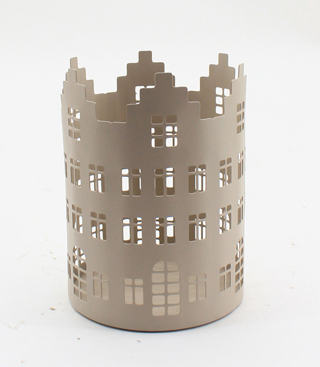 Häuserreihe Windlicht sand 16,5