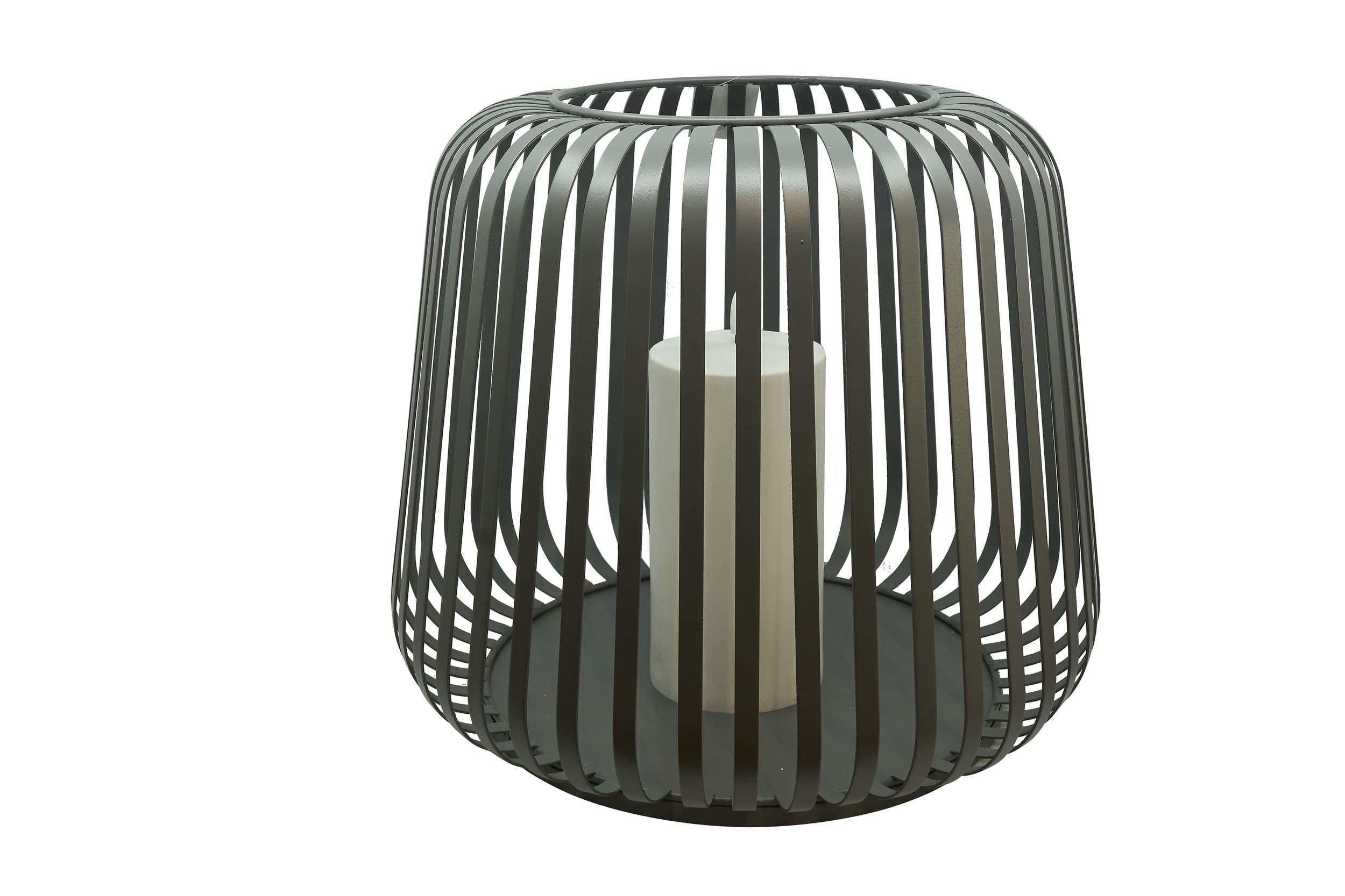 Solar Laterne Cottage Metal grey mit Stumpenkerze white 40x40x35cm