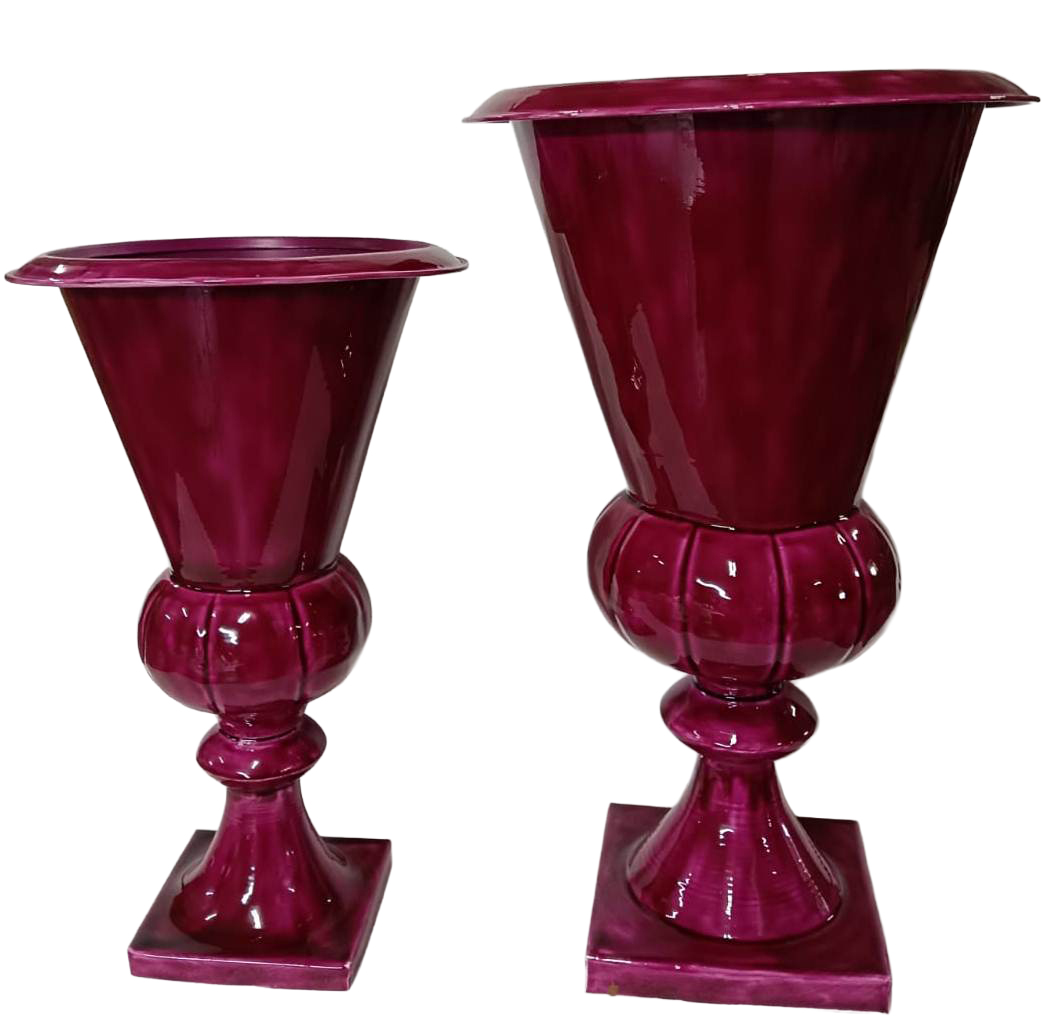 Standvase Eisen email. rot 36x36x58cm