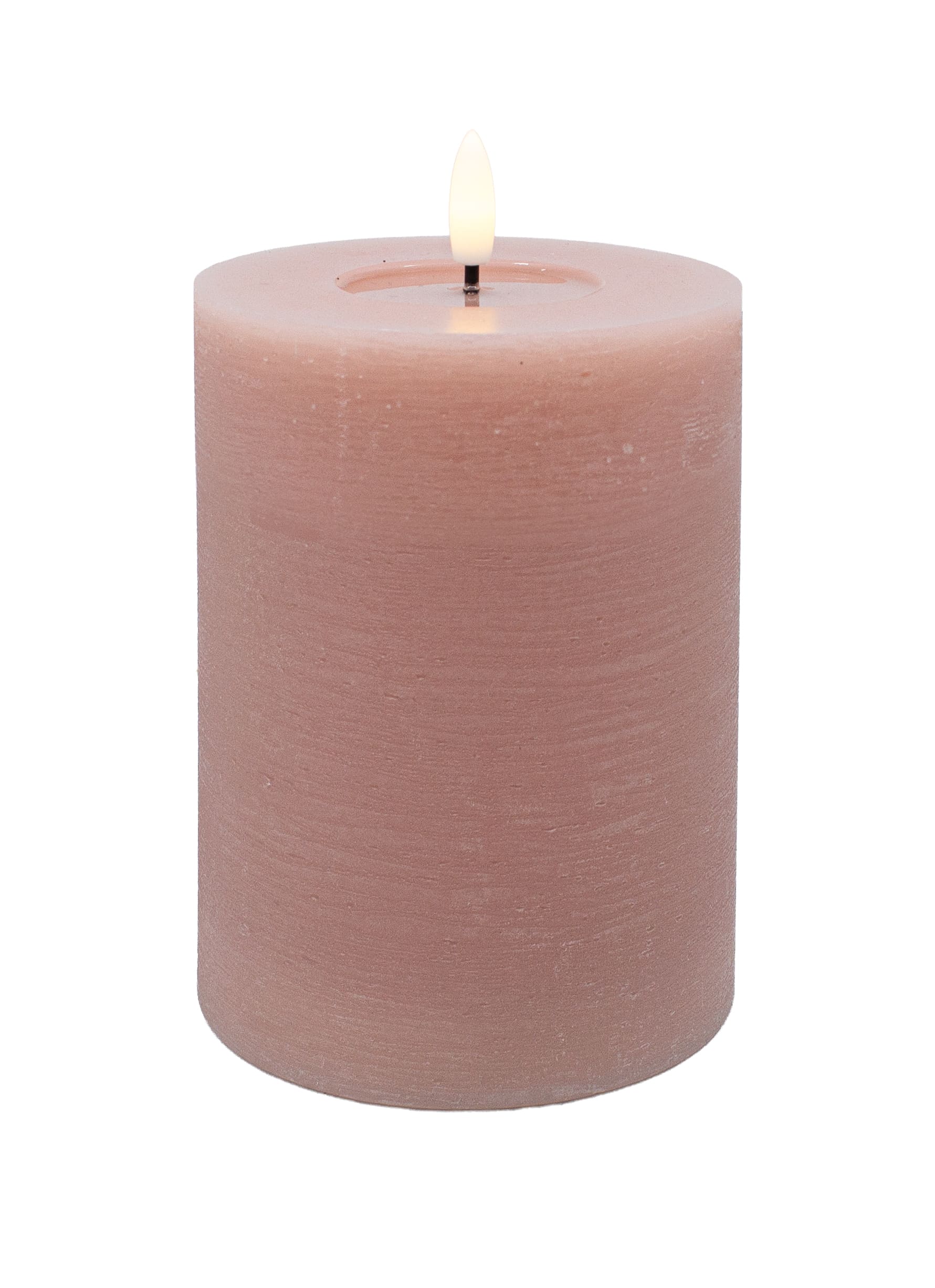 LED Stumpenkerze rose rustic 10x15