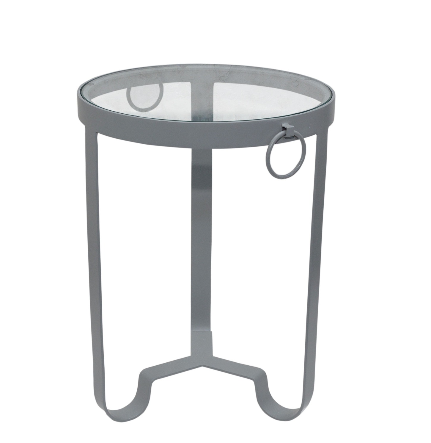 Tisch rund Eisen Glas grau H:56