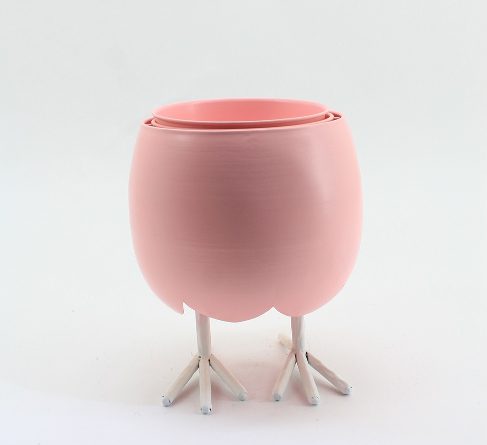 Dekotopf Ei Metall rosa 20,5x20,5x25cm