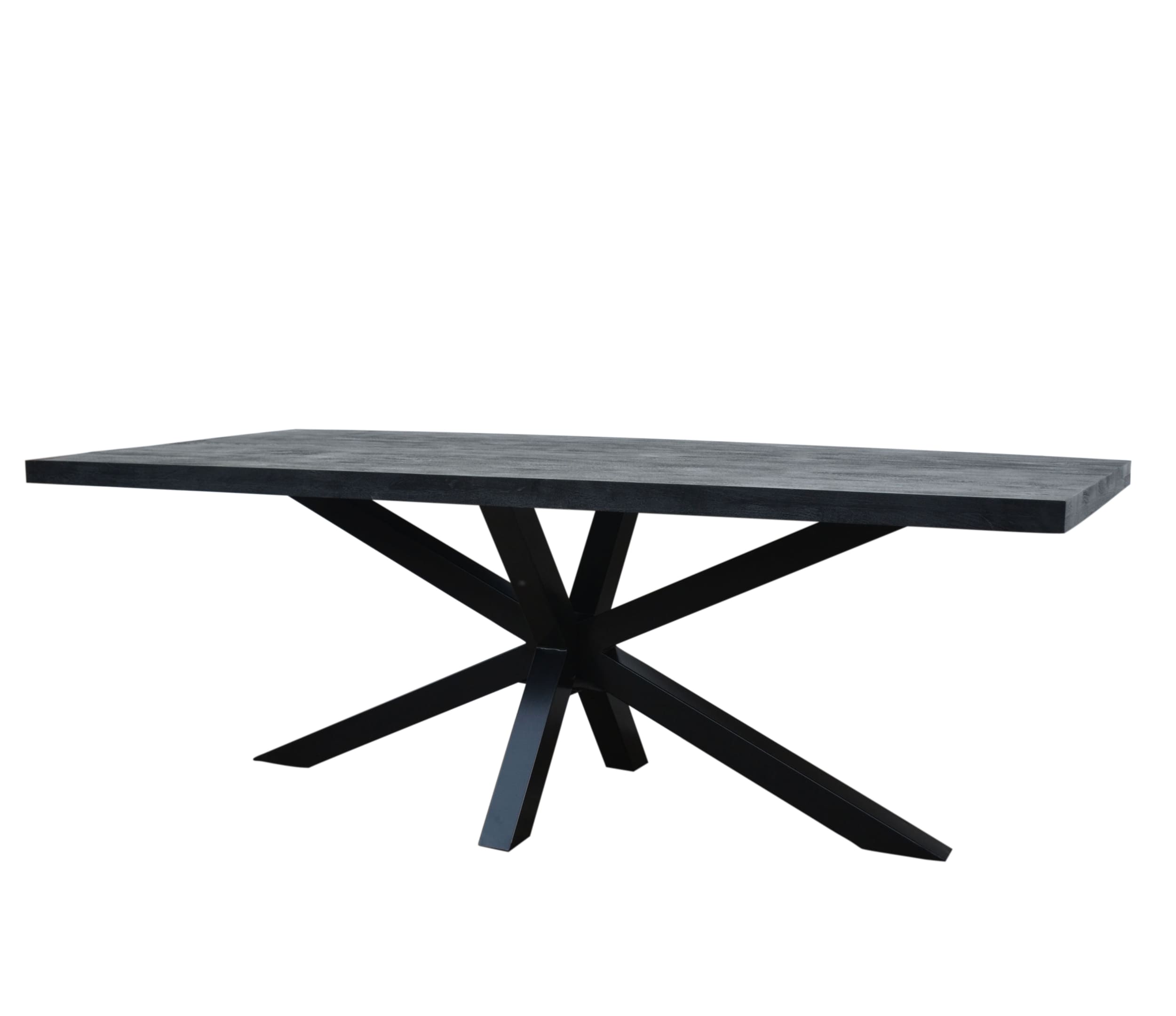 Esstisch Platte Mango schwarz Gestell X Metall schwarz 220x100x