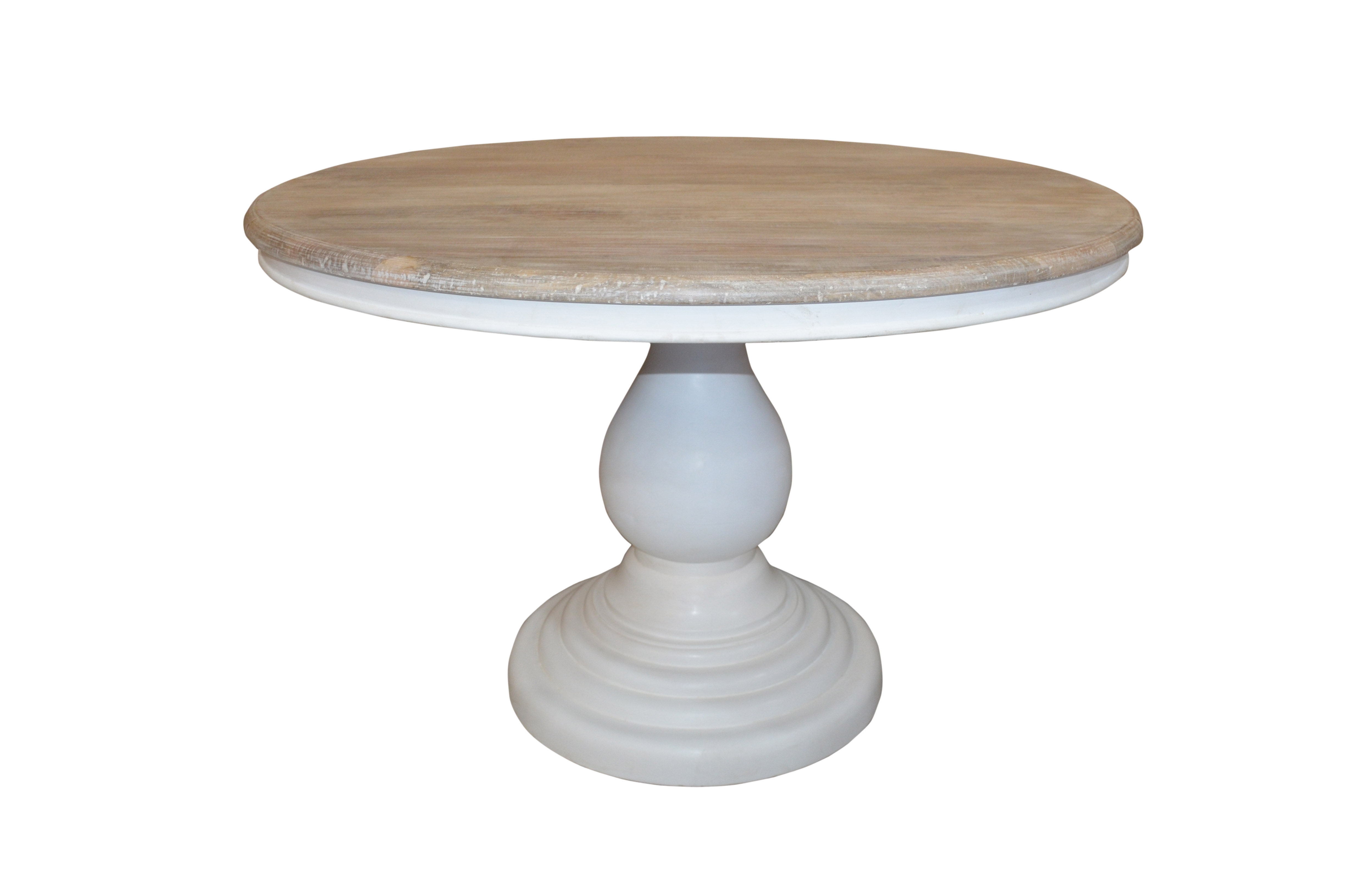 Esstisch Hampton Mangoholz weiß gewischt D=152cm H=76cm