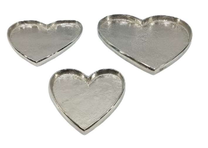 Dekoteller Herz Alu Nickel 27x25x2,5cm