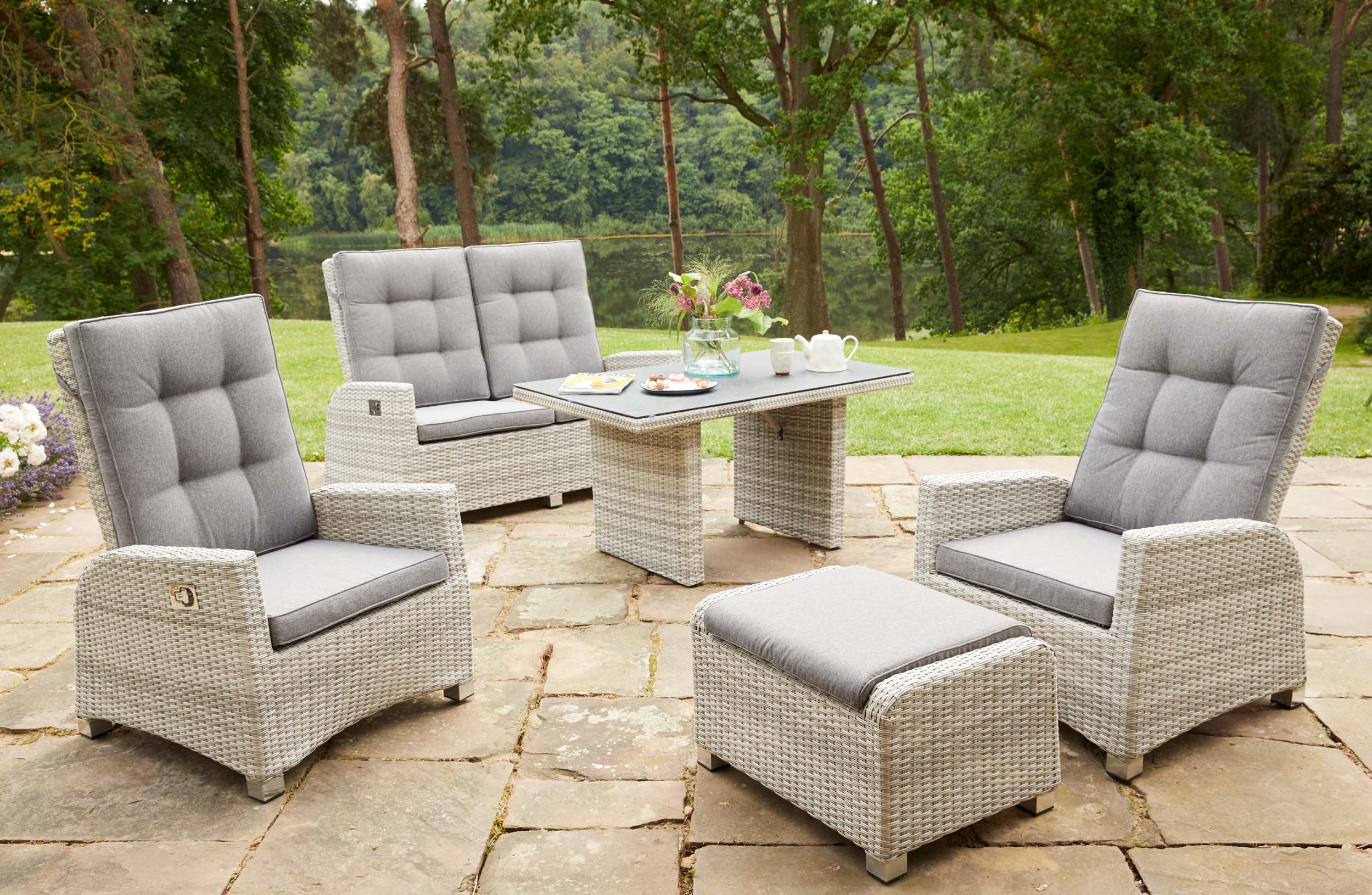 Living Sofa "Parma" white grey, 3-Sitzer, inkl. Sk