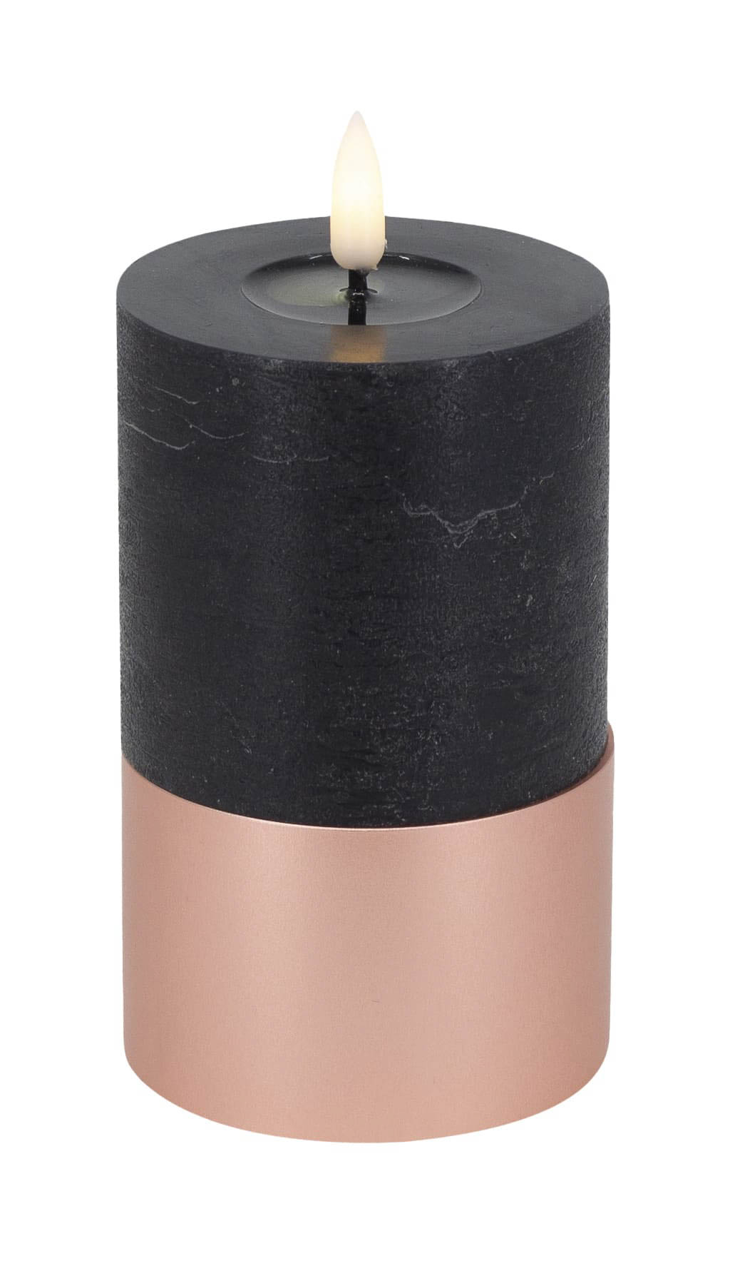 LED Kerze Alu-Kupfer black 7,5x12
