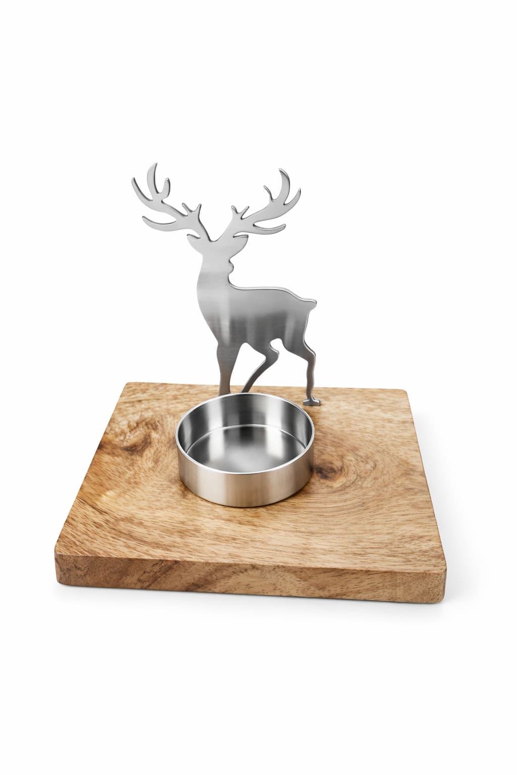 Kerzen. Rentier ES silber Holz H=11,5