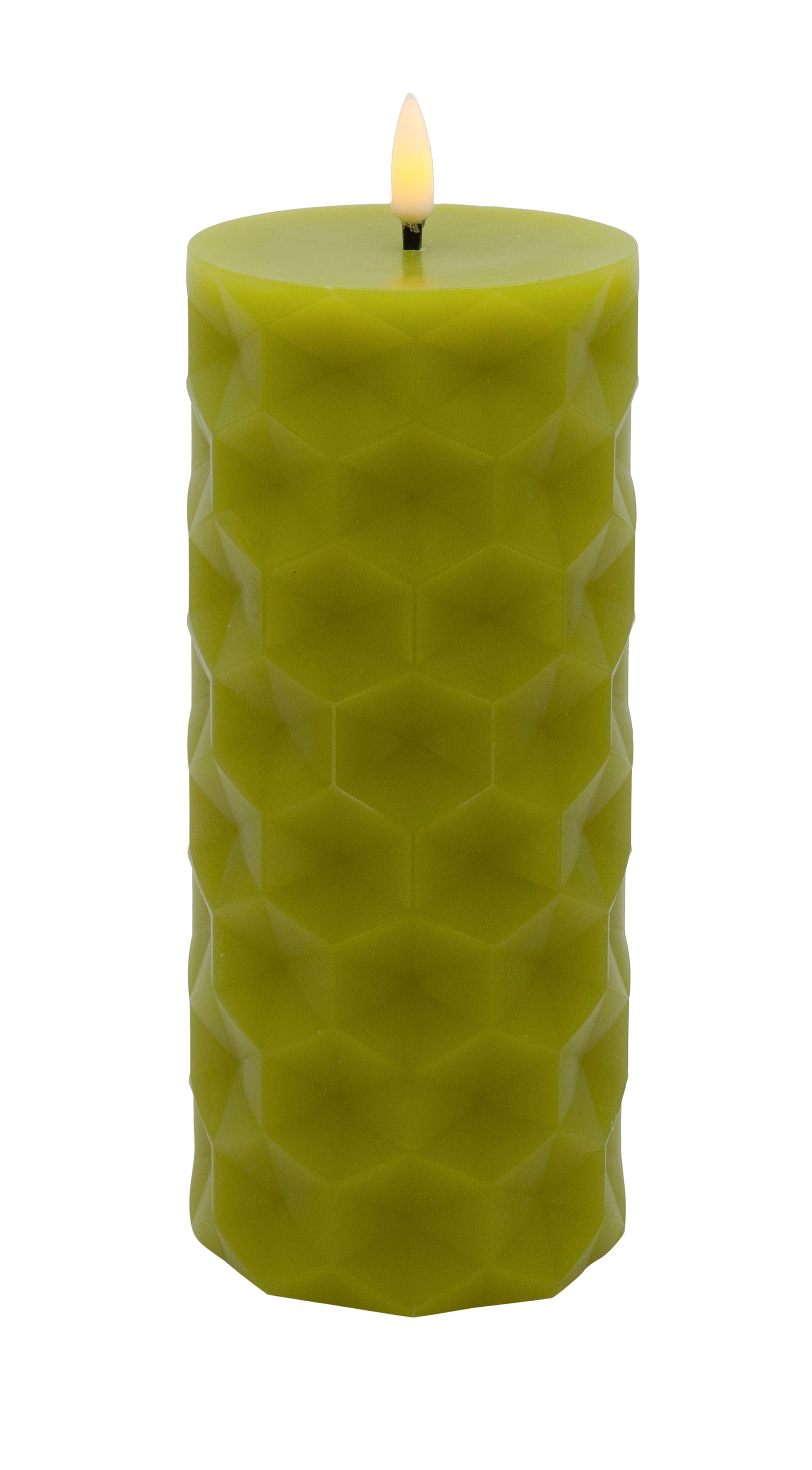 LED Kerze Wabenmuster Lime green 8x18cm