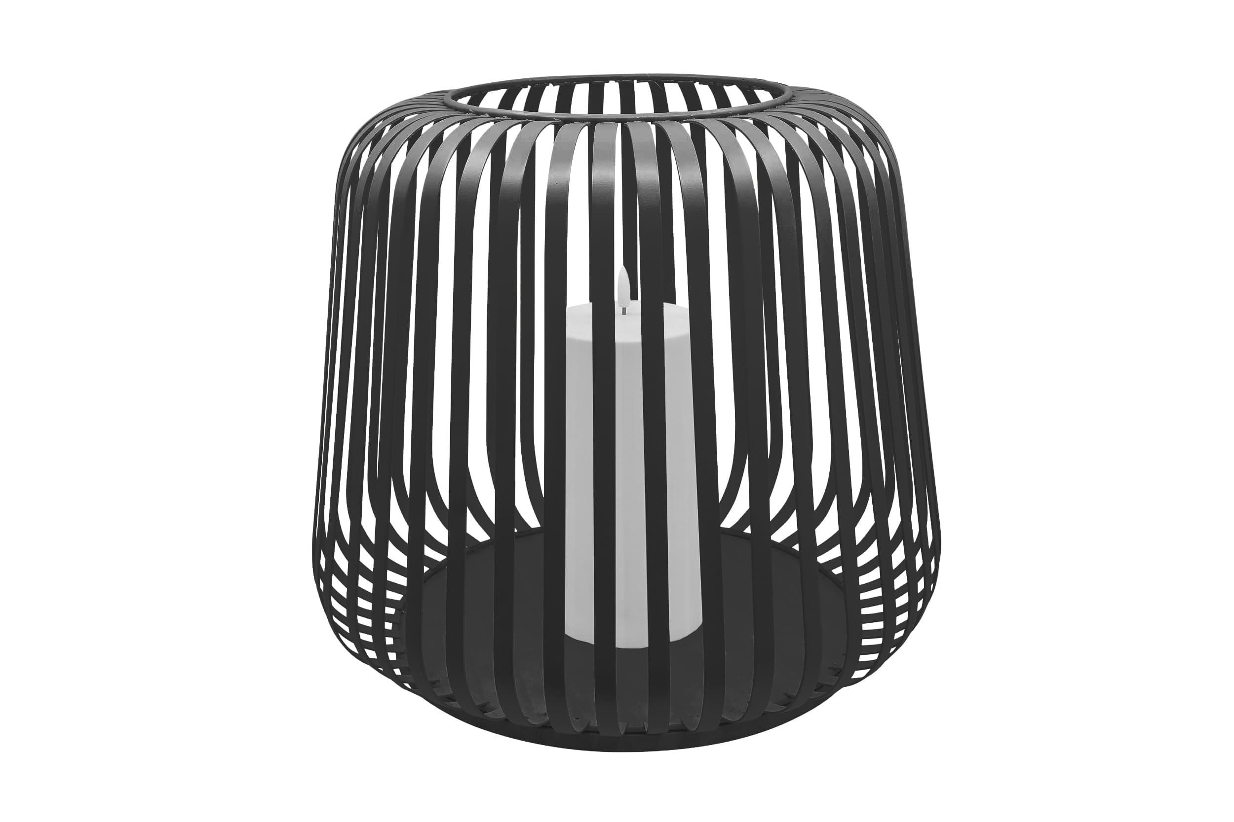 Solar Laterne Cottage Metal black mit Stumpenkerze white 40x40x35cm