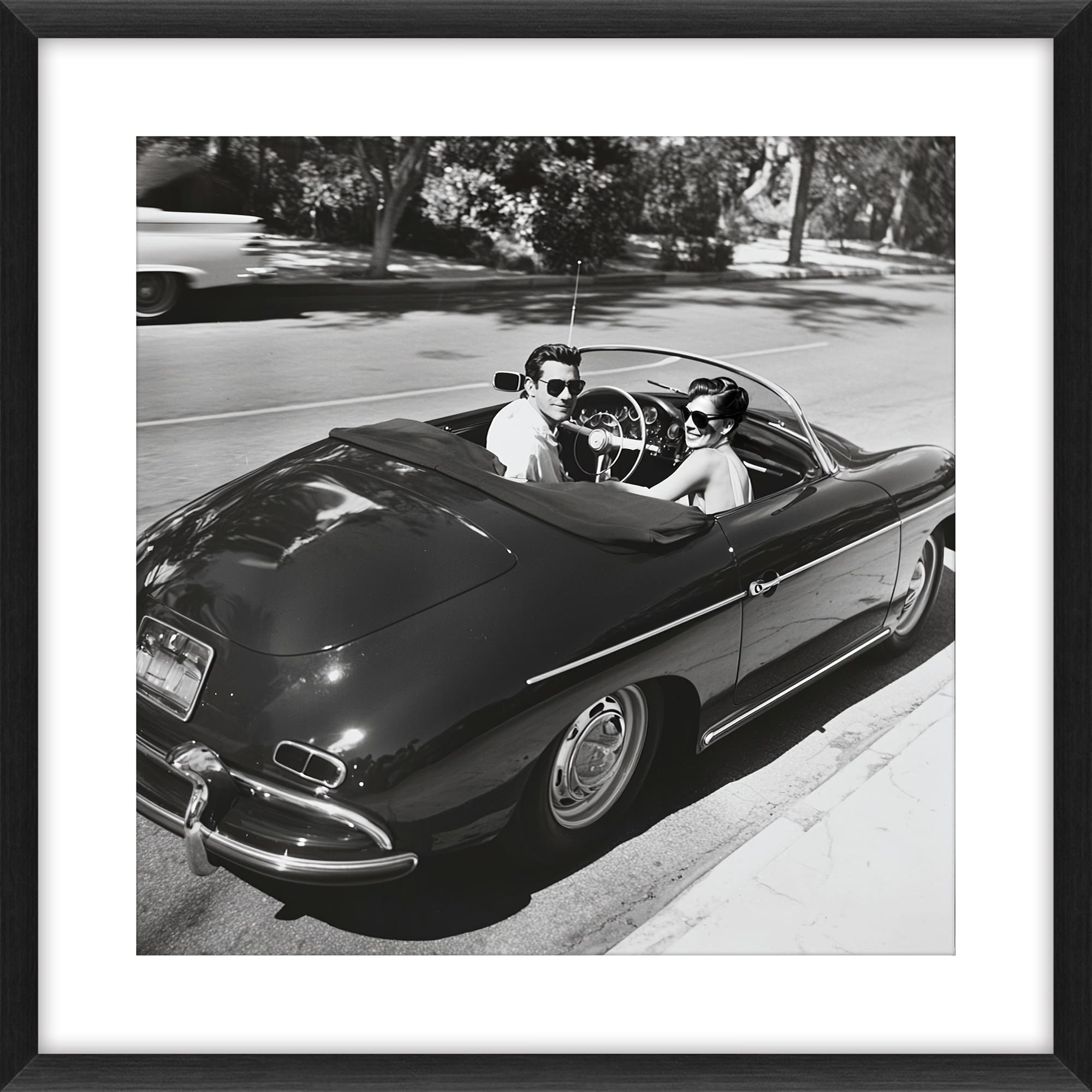 Bild Frame Lovers in black car 80x80cm