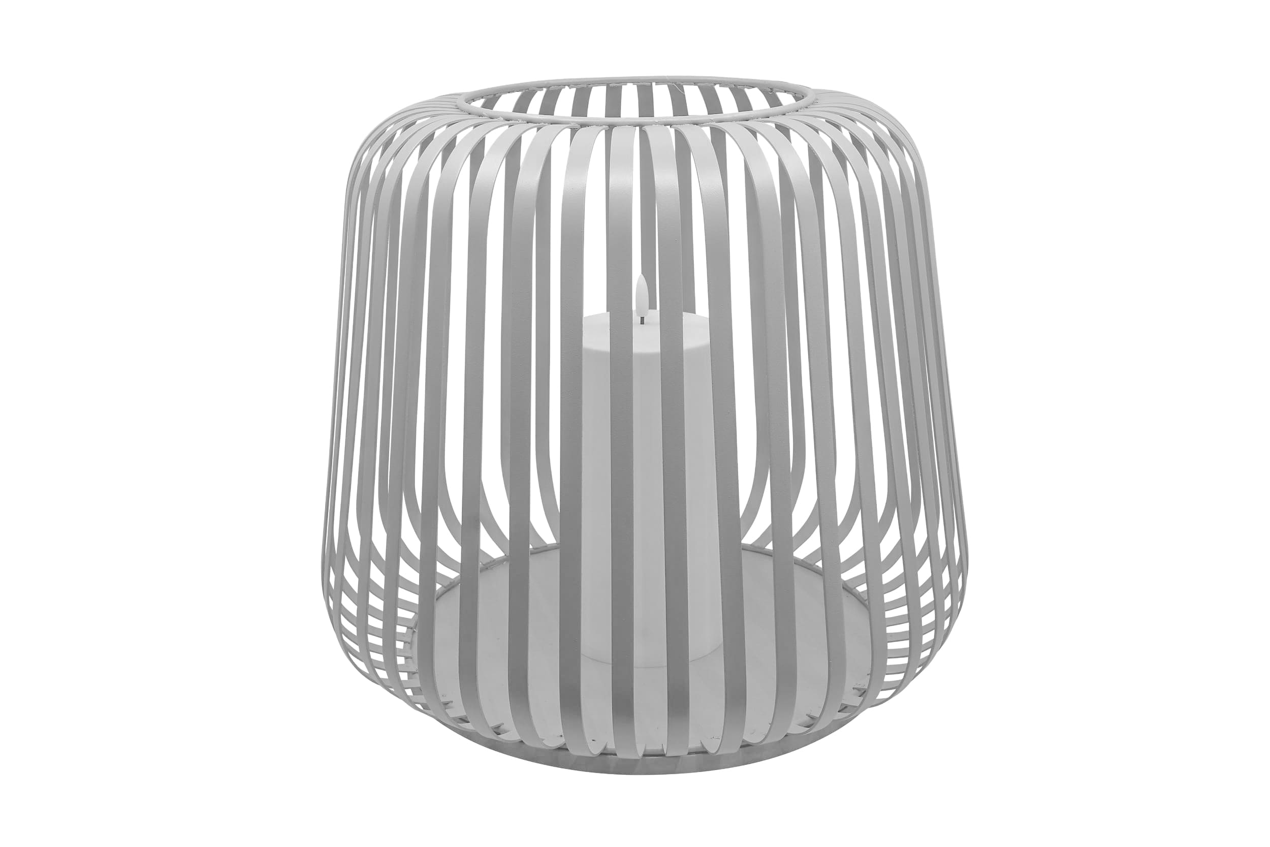 Solar Laterne Cottage Metal white mit Stumpenkerze white 40x40x35cm