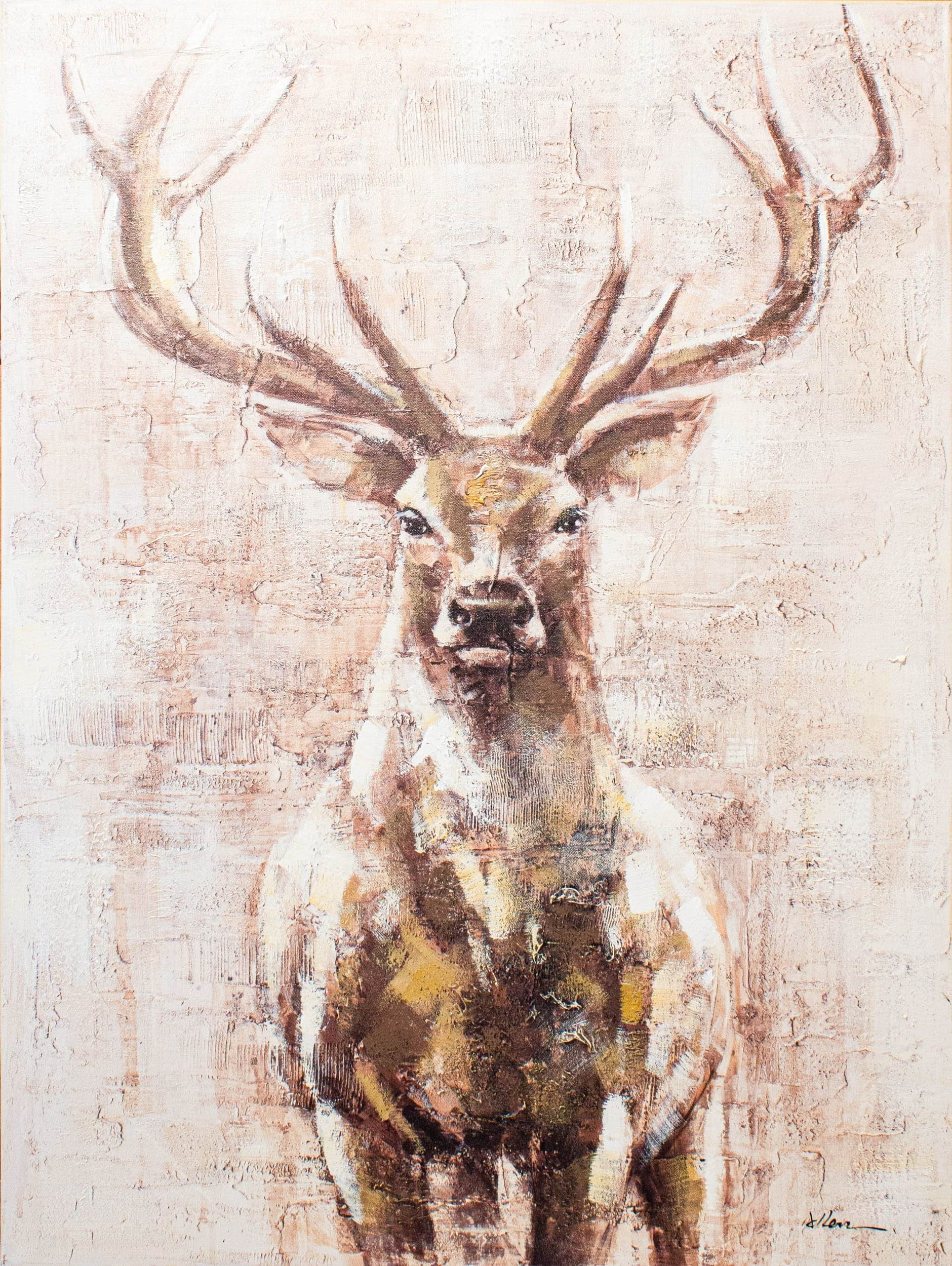 Ölbild Hirsch frontal 90x120cm