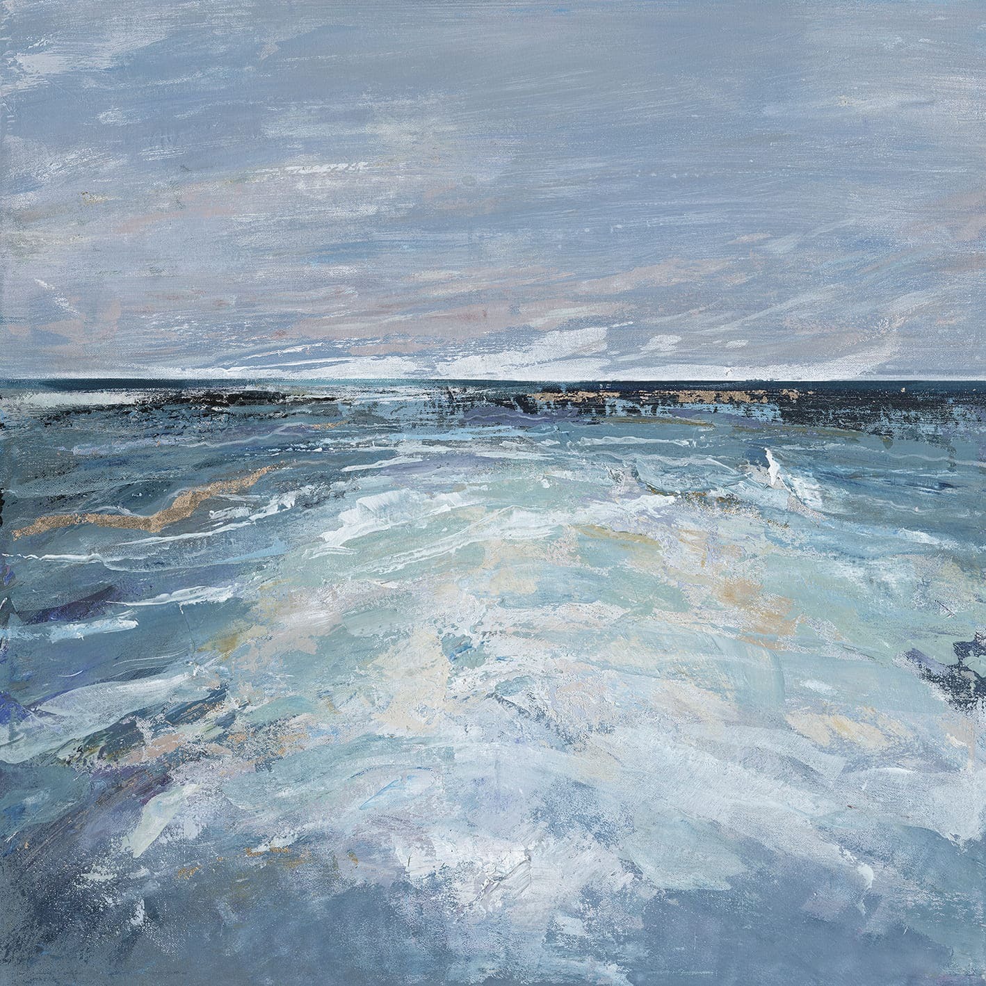 Ölbild abstrakt Blick aufs Meer 100x100cm