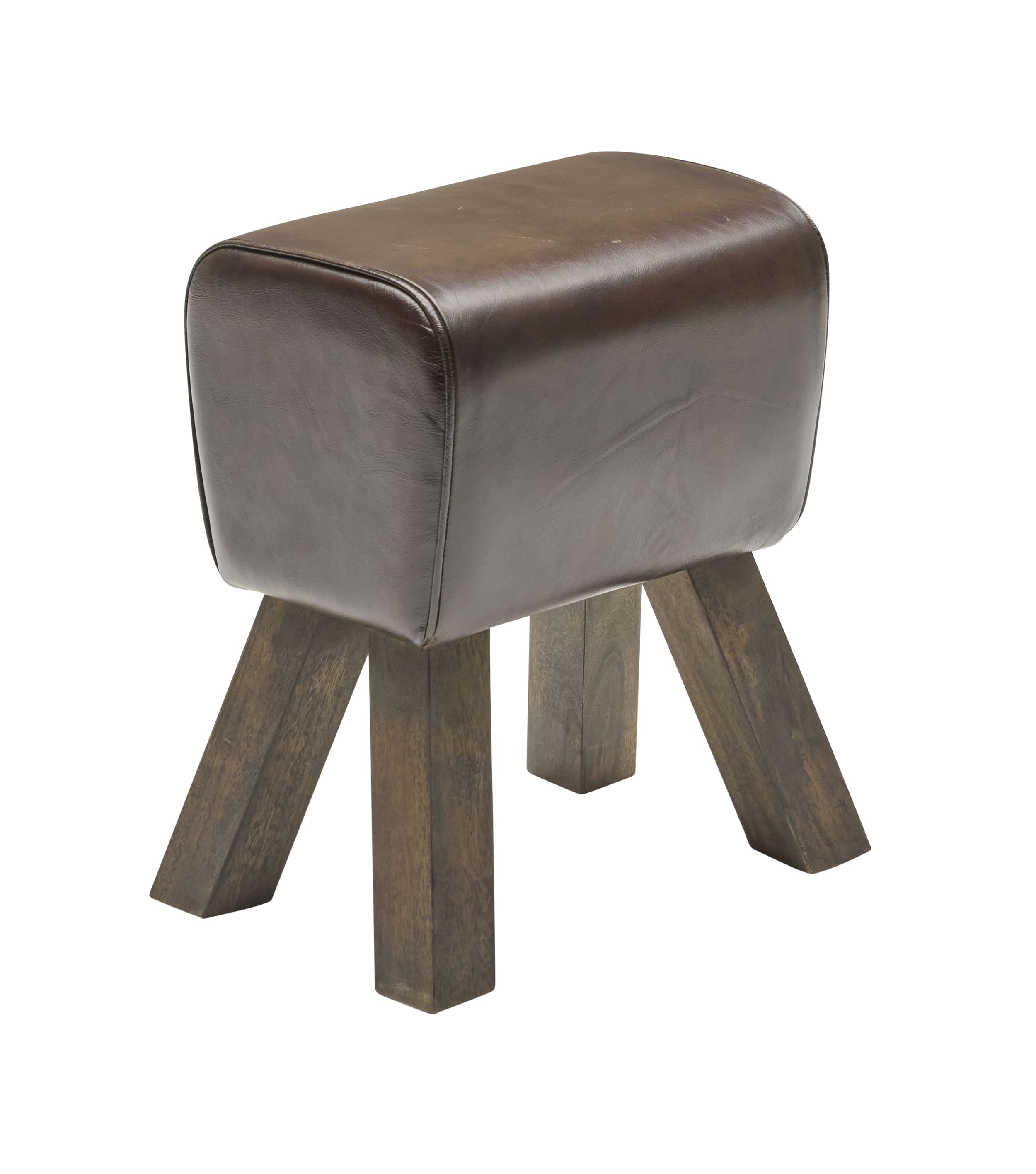 Hocker Lederbezug antik braun 41x30x51cm