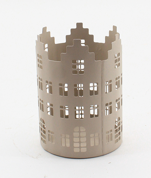 Häuserreihe Windlicht sand 13