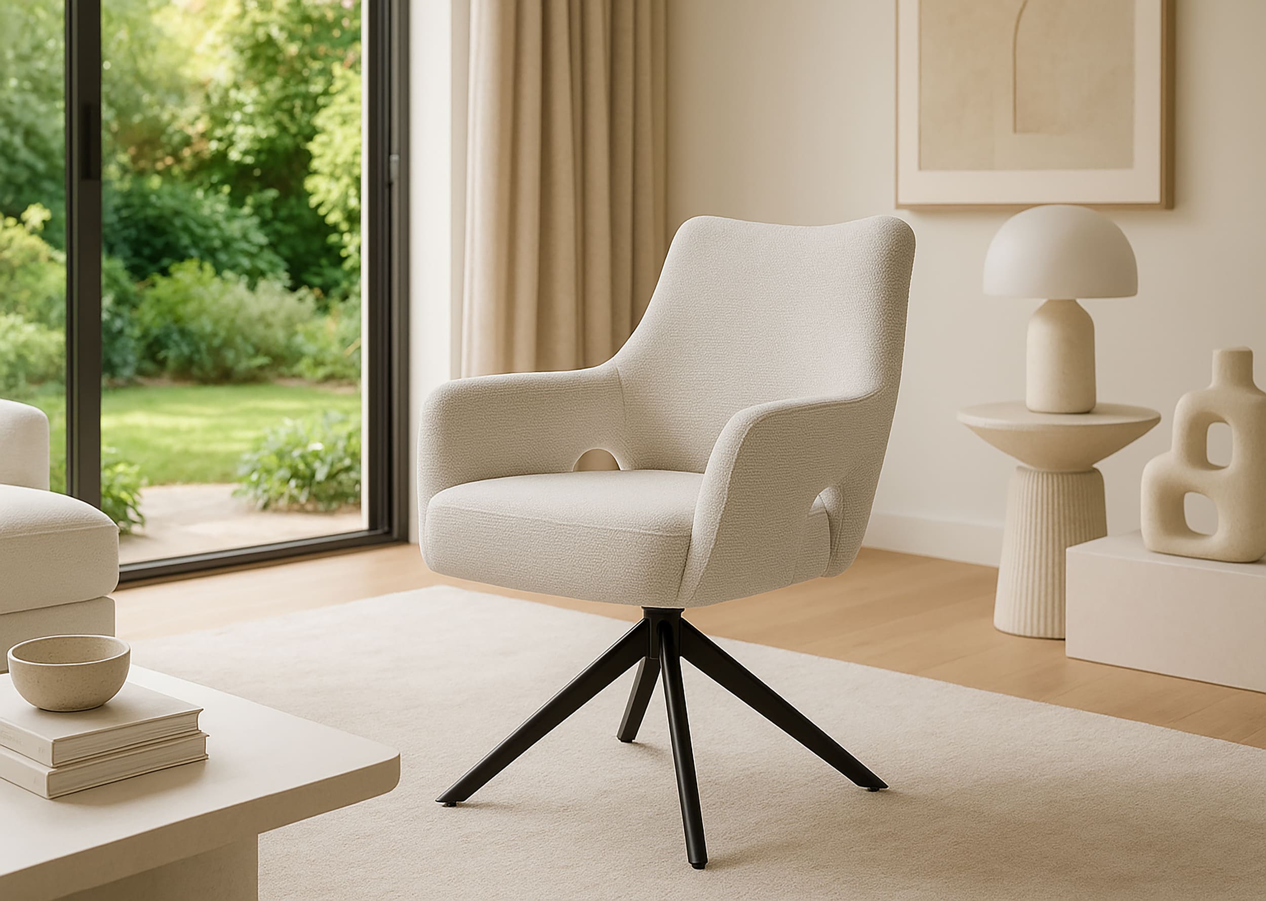 Drehstuhl Livrono Webstoff creme 62x60x85cm Drehstuhl Livrono Webstoff creme 62x60x85cm