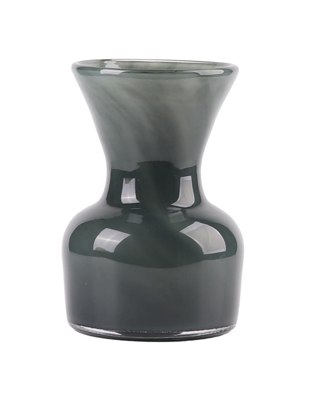 Vase Glas mit Trichteröffnung grau marmoriert D=15cm H=22cm