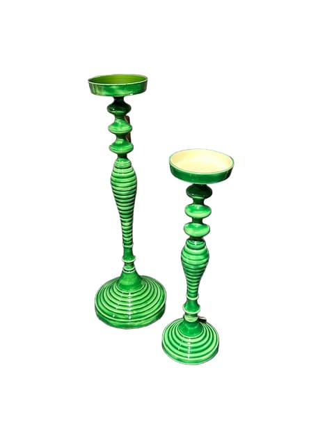 Kerzenhalter Alu email. d-grün 18x18x54