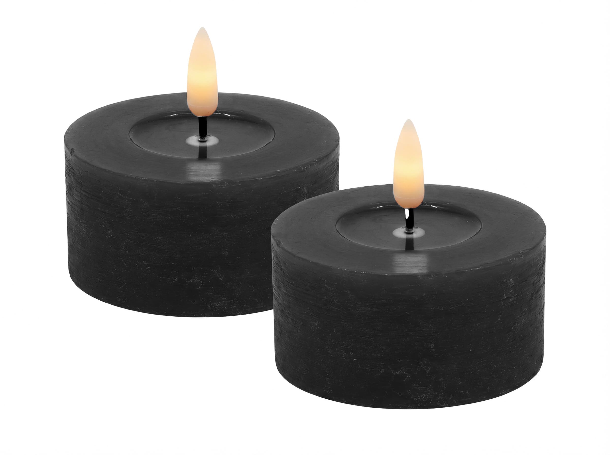 LED Teelicht Set black rustic 6,8x3