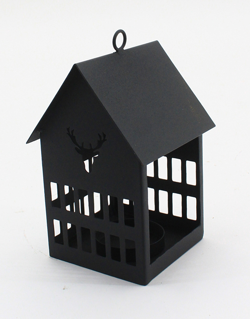 Haus Windlicht Hirsch schwarz 16