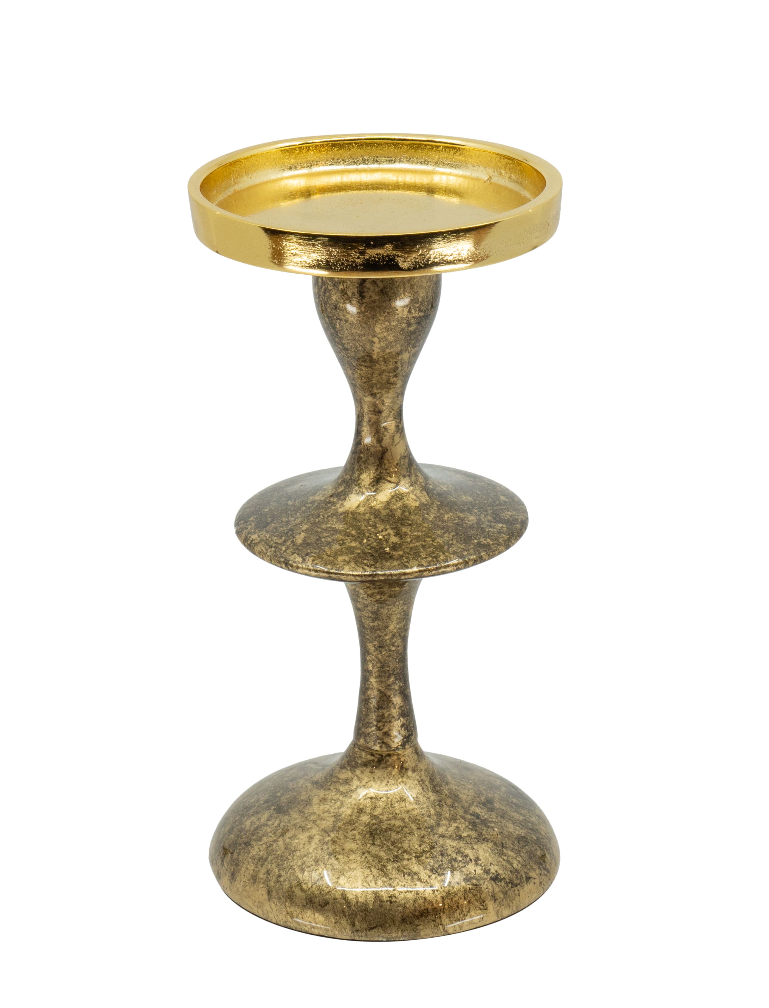 Kerzenständer Alu gold emal. 12x12x24cm