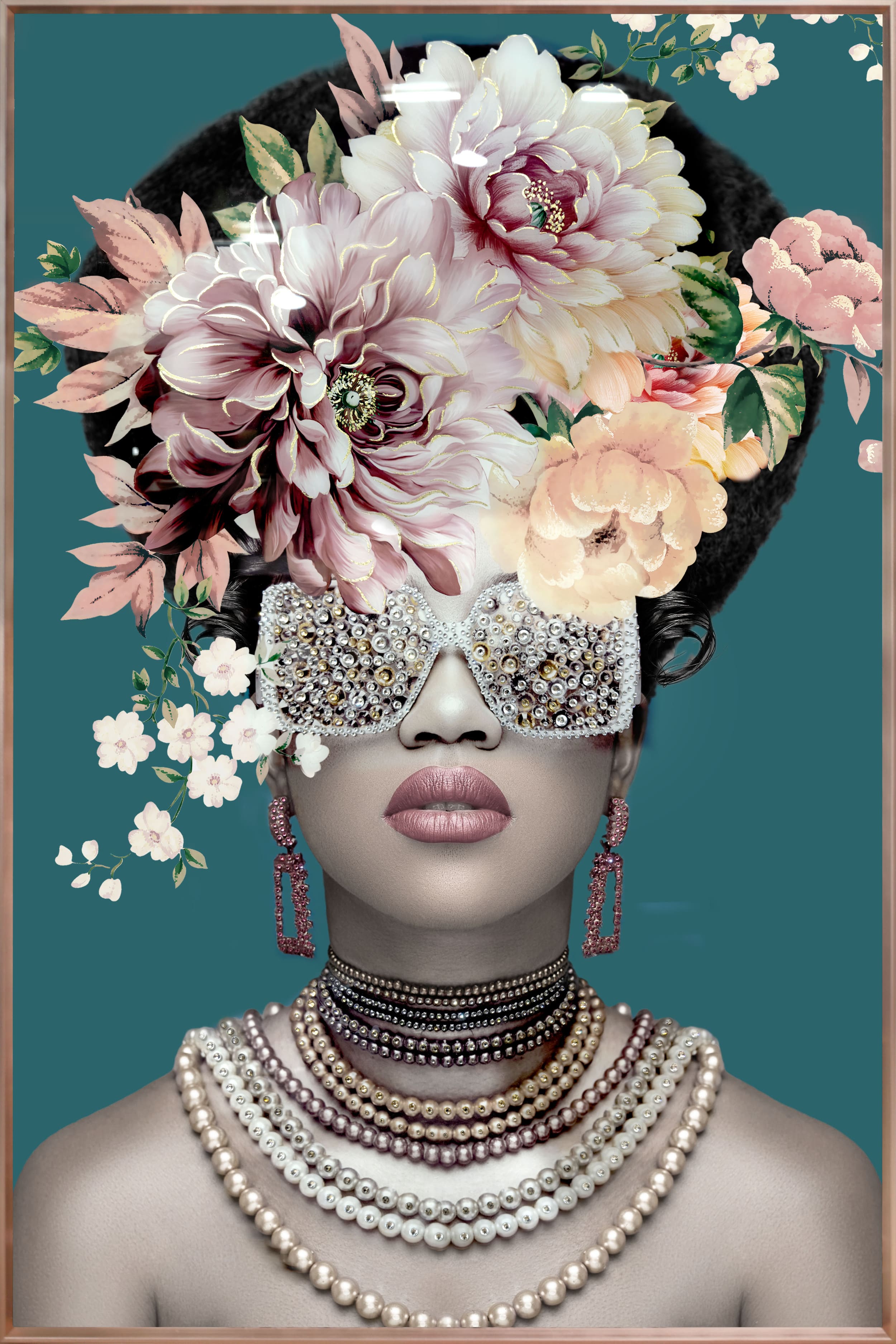 WANDBILD LADY WITH FLOWE