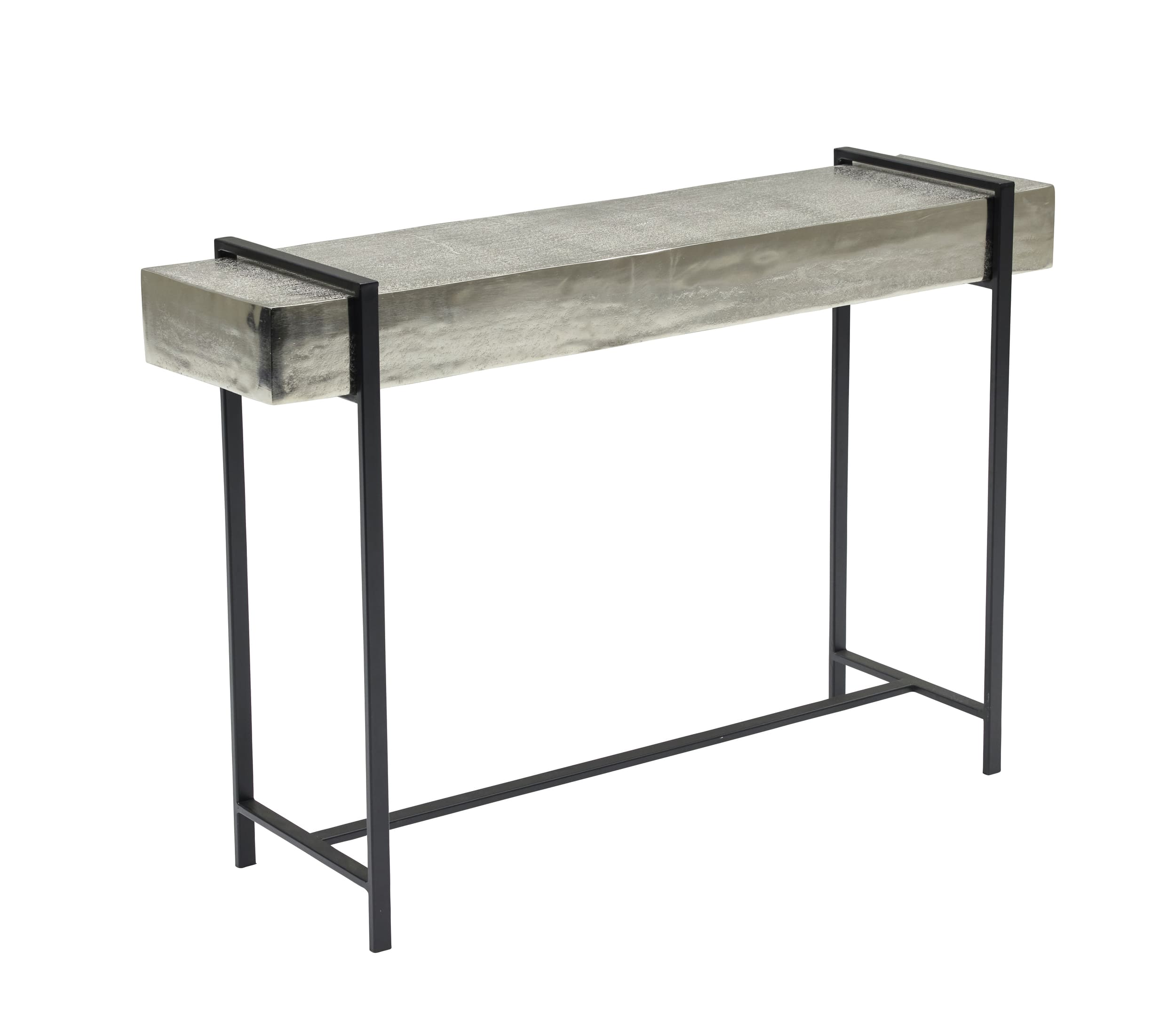 Konsole Alu Nickel mit Metallgestell schwarz 120x33x80cm