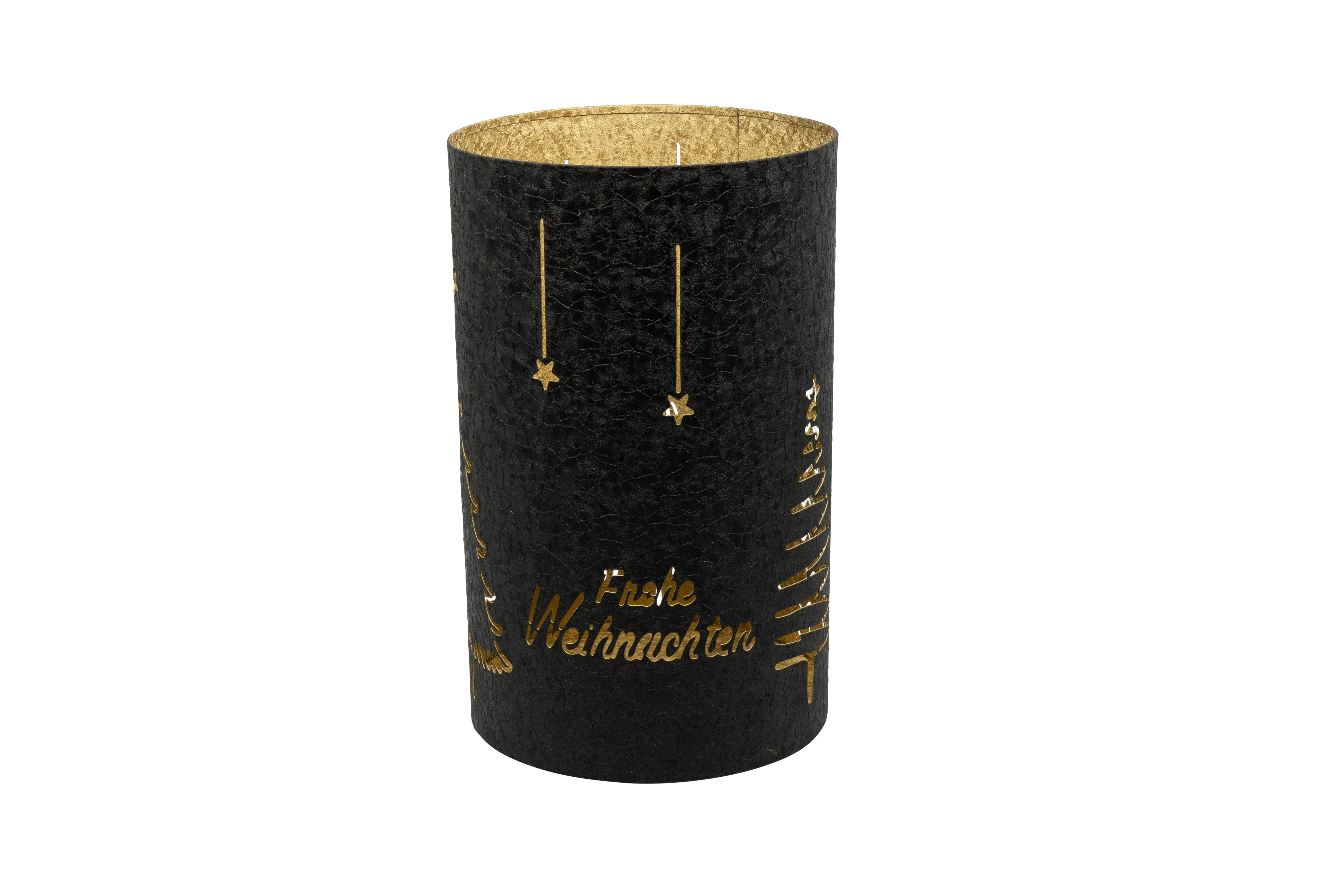 Windlicht Merry Christmas Eisen schwarz gold 17x17x30cm