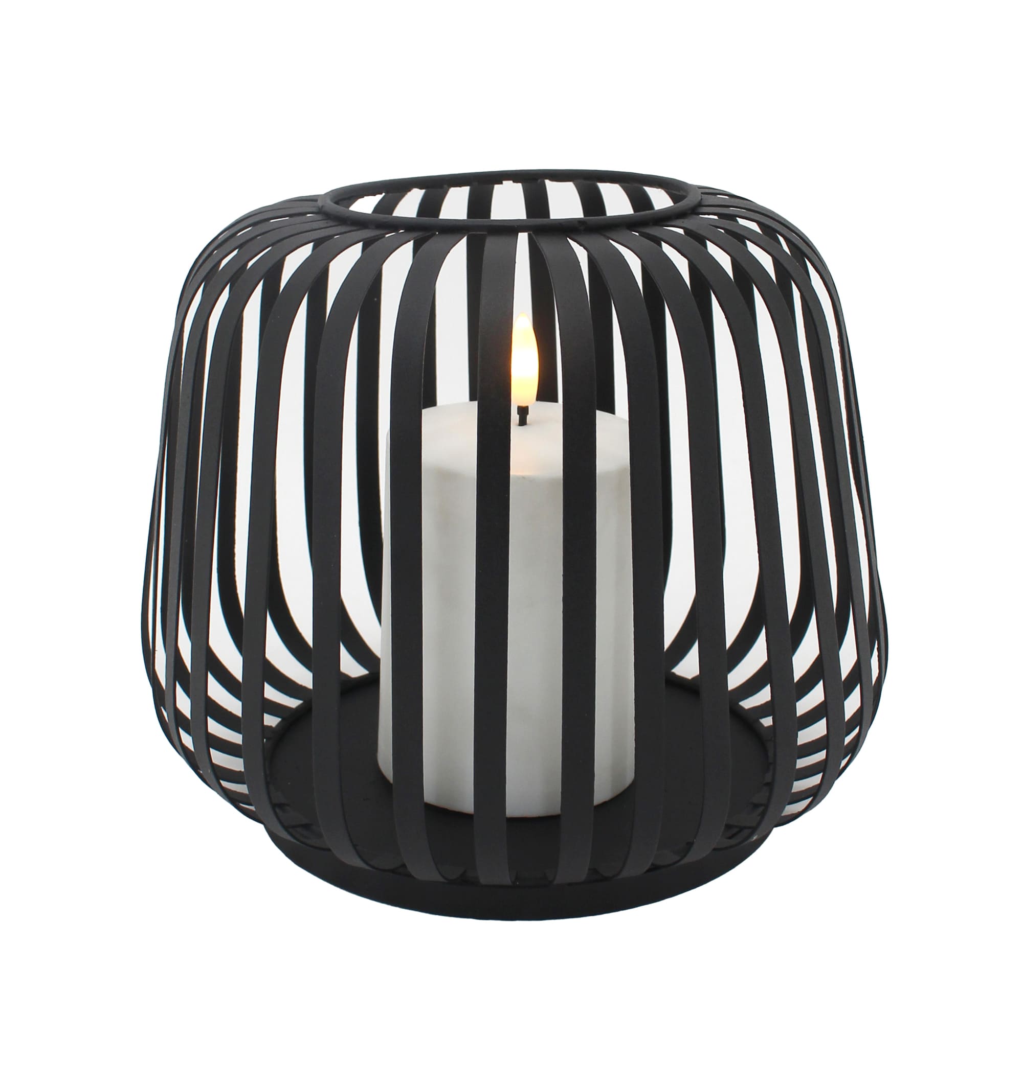 Solar Laterne Cottage Metal black mit Stumpenkerze white 40x40x35cm