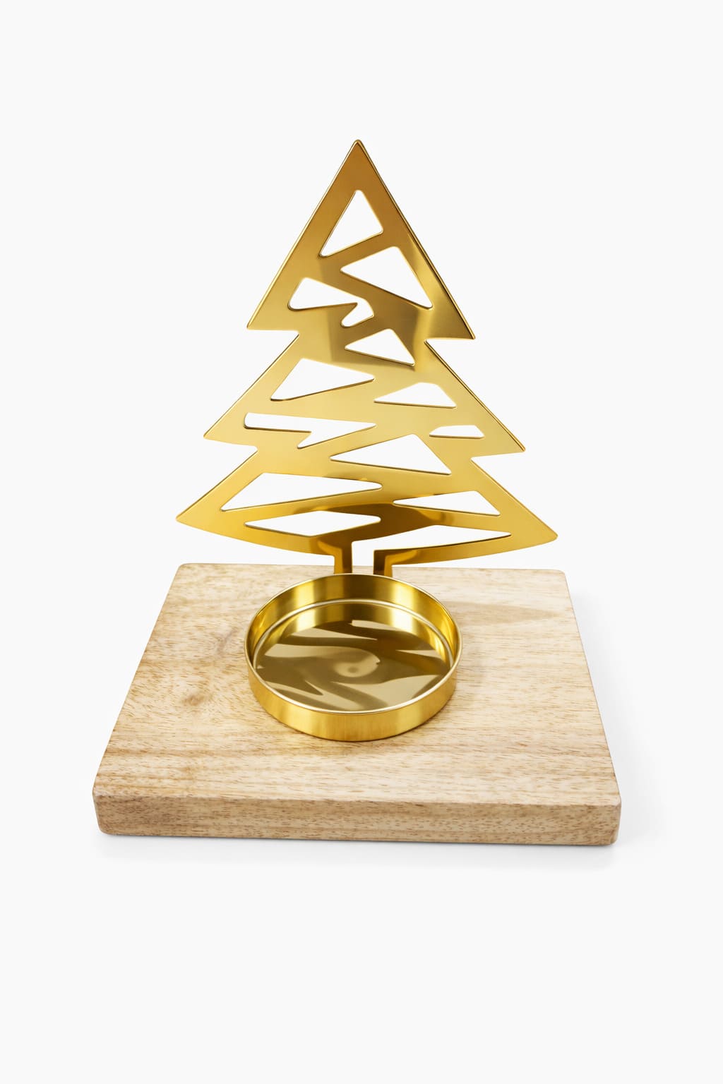 Kerzenhalter Tanne gold Holz H=17,5cm