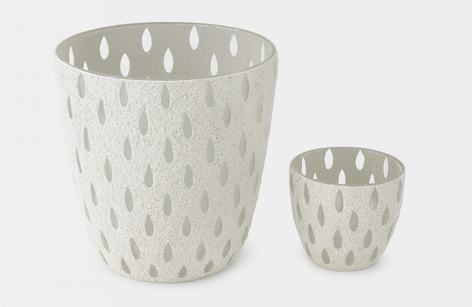 Votiv Glas Tropfendesign weiß 20cm